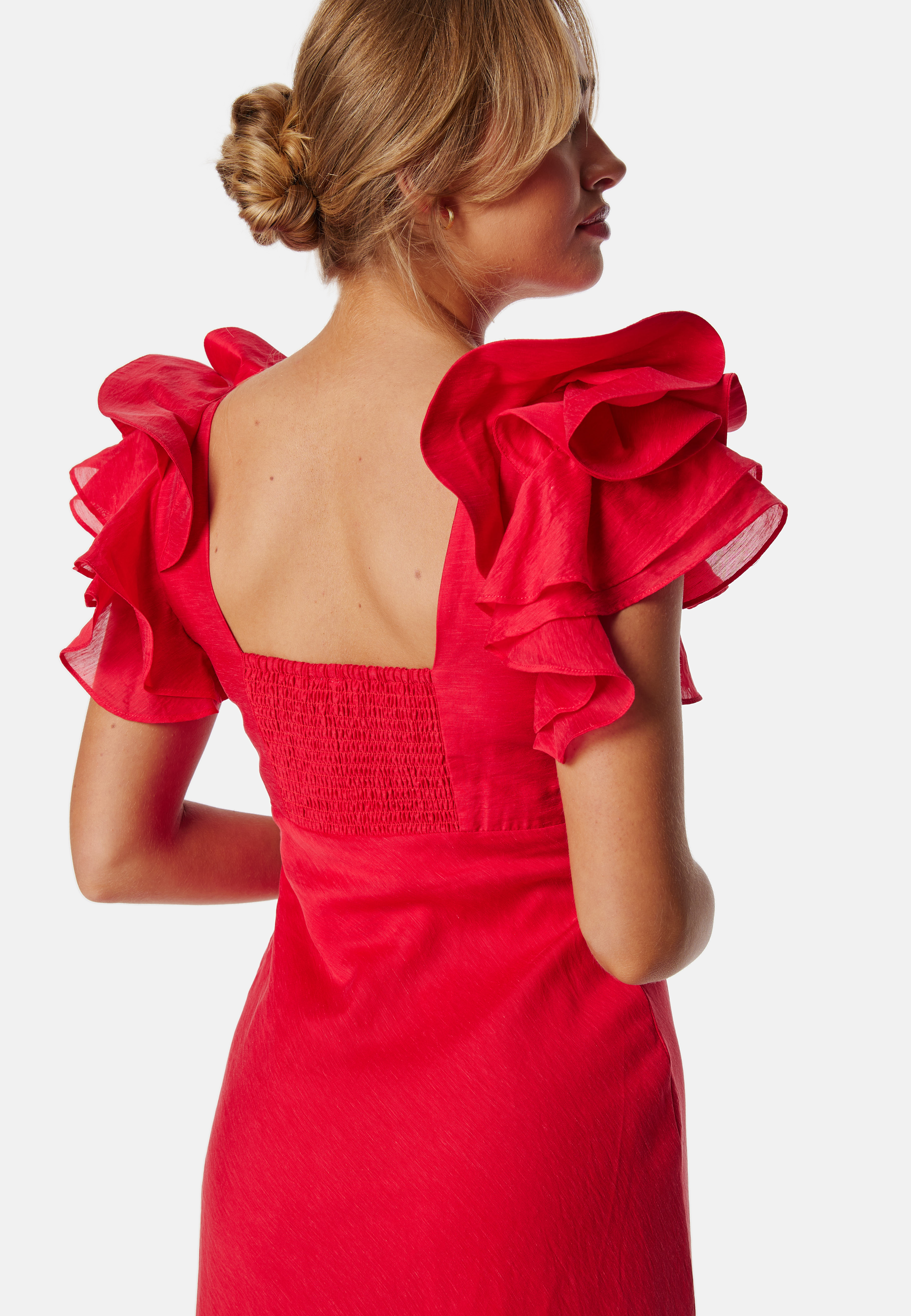 Rylie Ruffle Shoulder Midi Dre 3