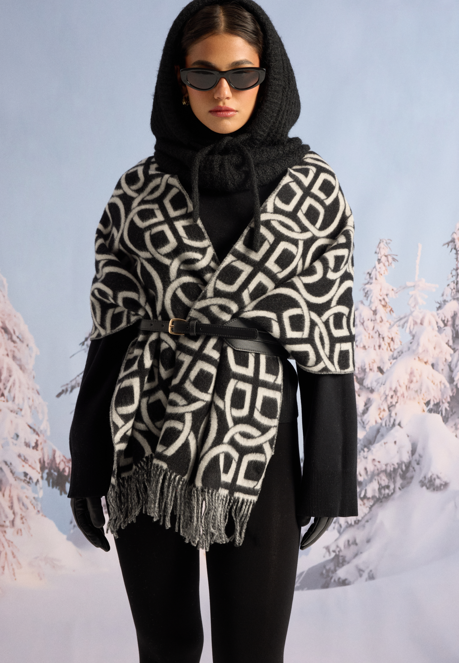 G Pattern Wool Scarf