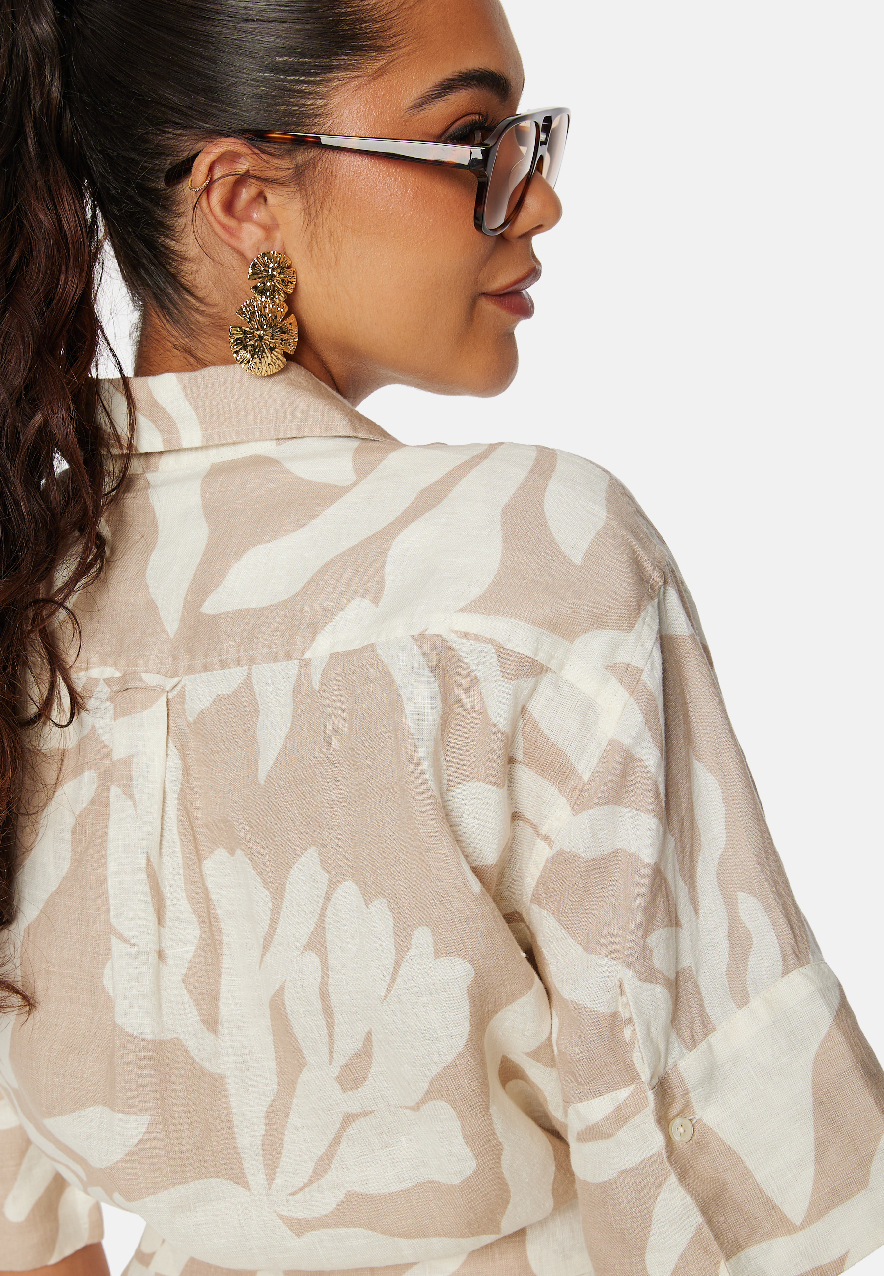 Palm Print Linen Shirt Dress 2