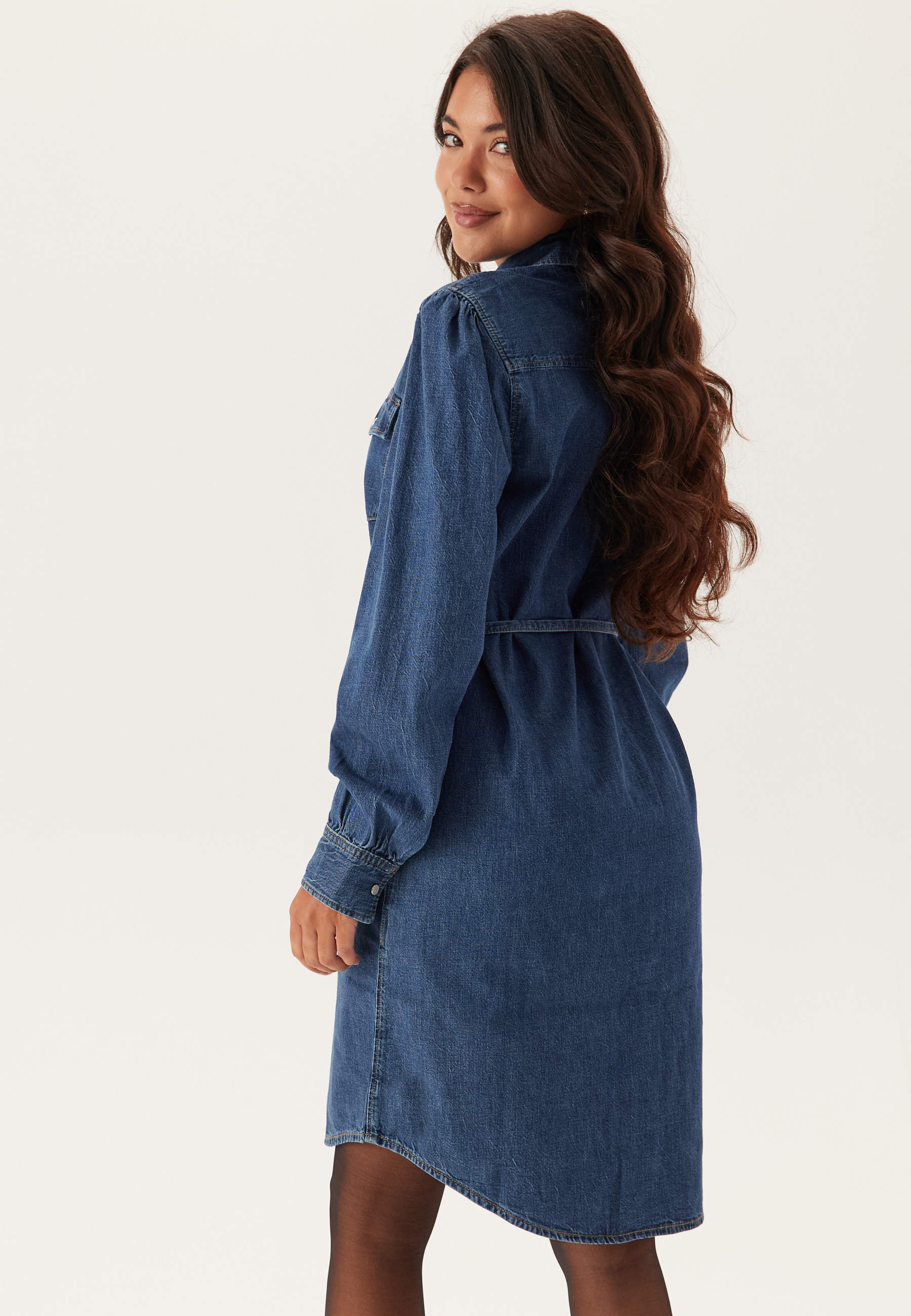 Puff Sleeve Denim Dress 2