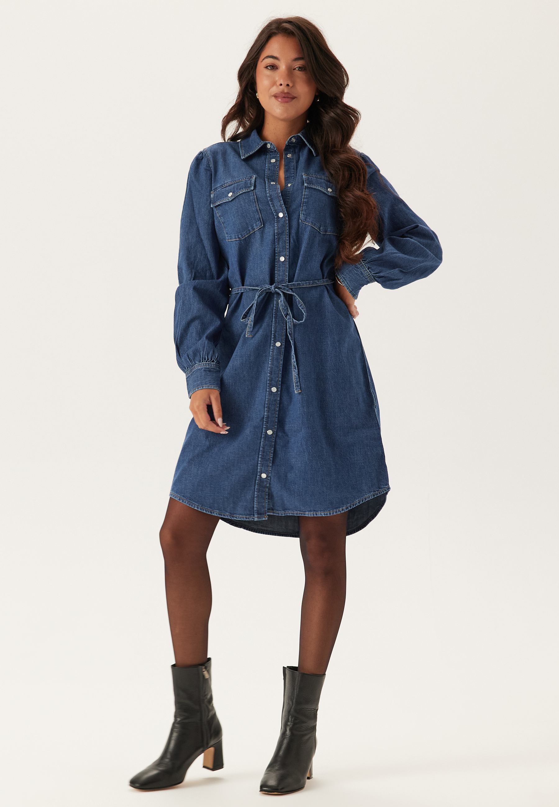 Puff Sleeve Denim Dress 3
