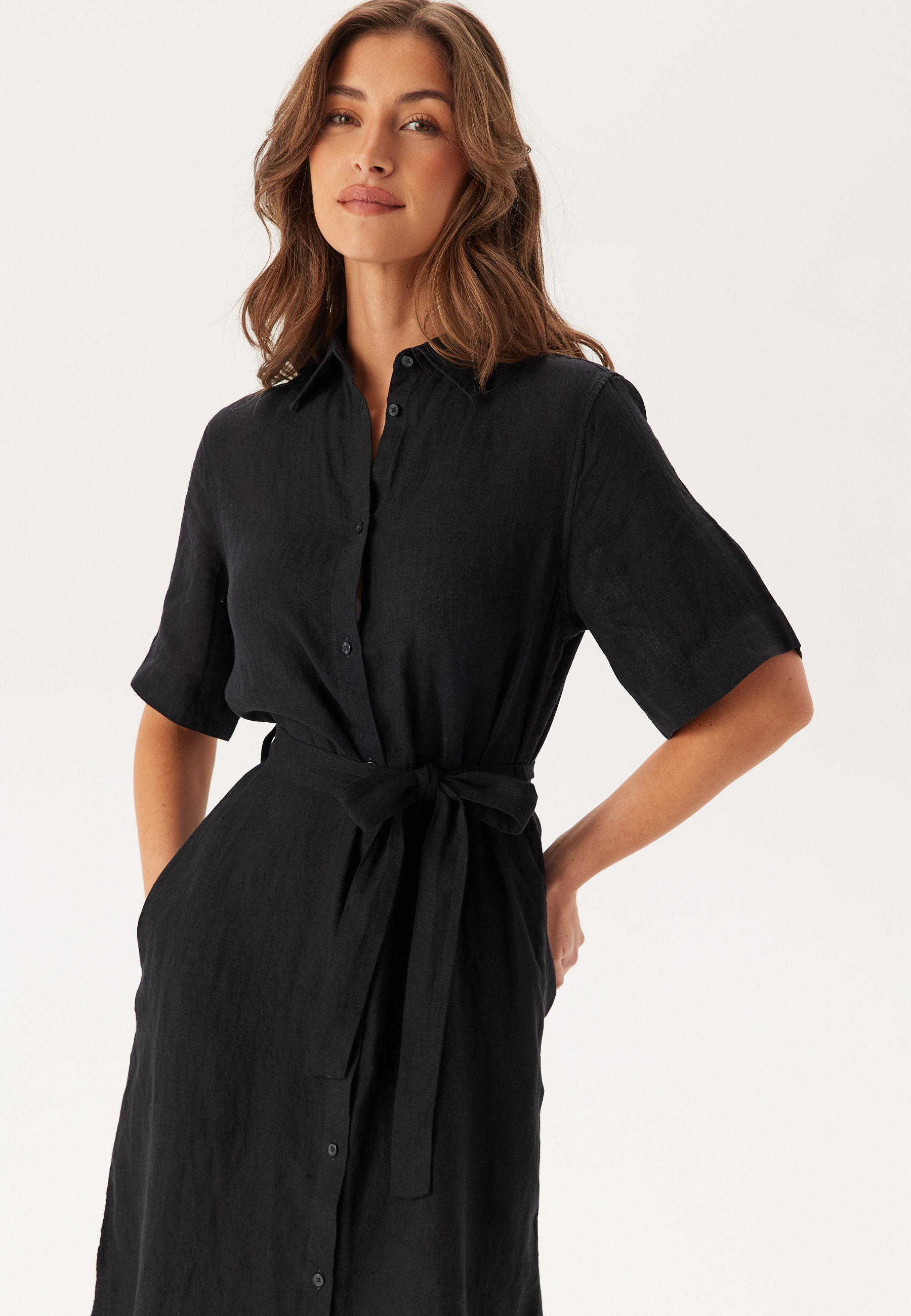 Reg Linen Ss Shirt Dress 2