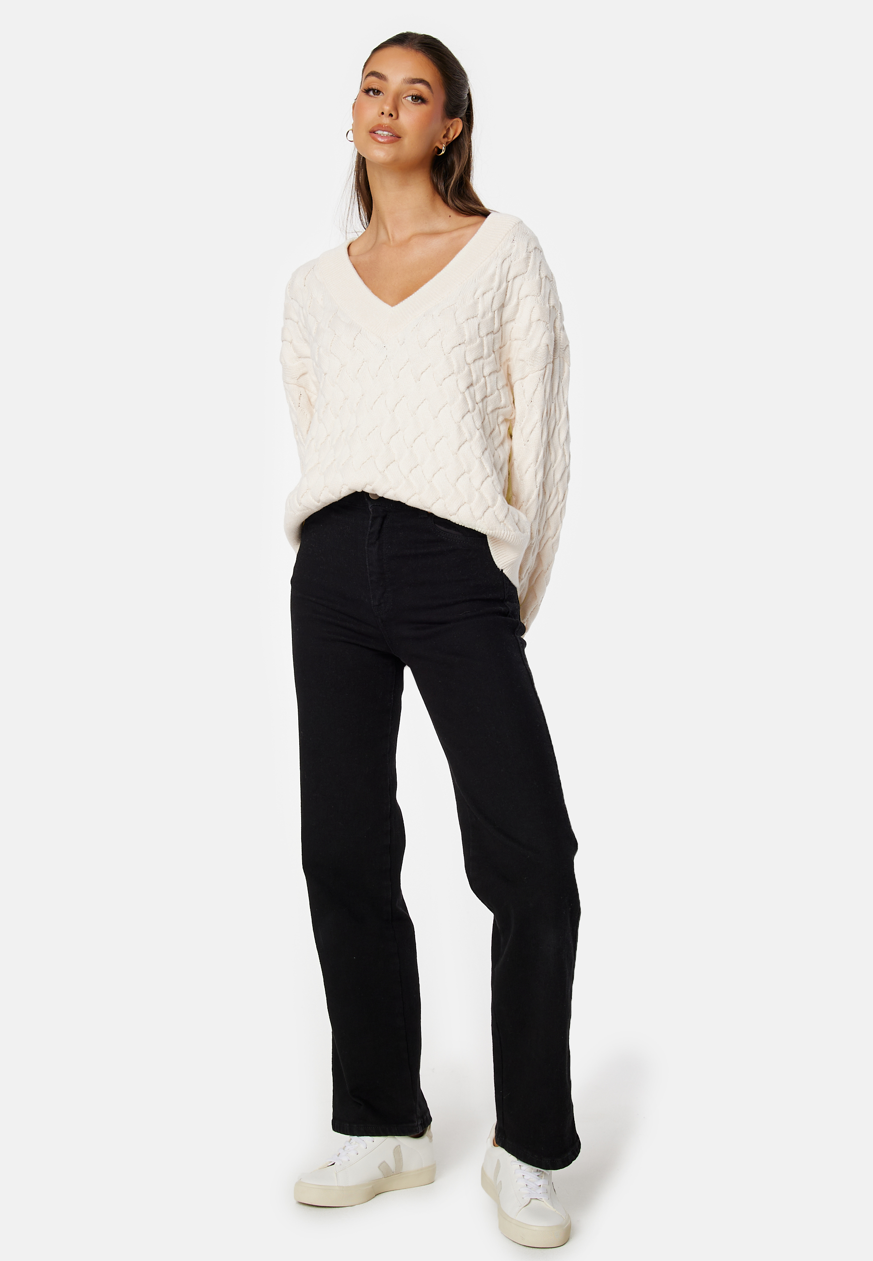 Textured Cotton V-Neck Sweater 2