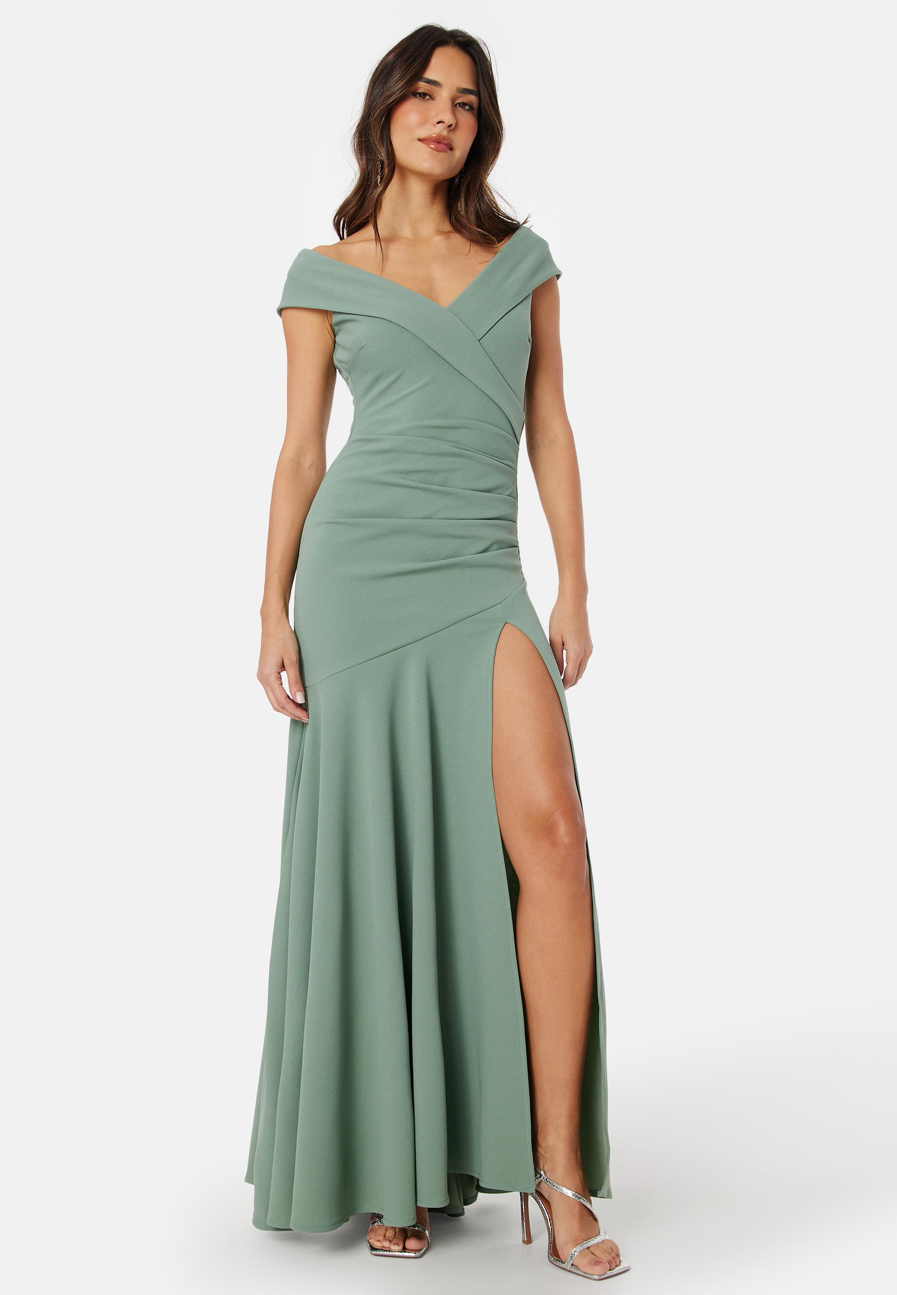 Bardot Pleat Maxi Split Dress 3