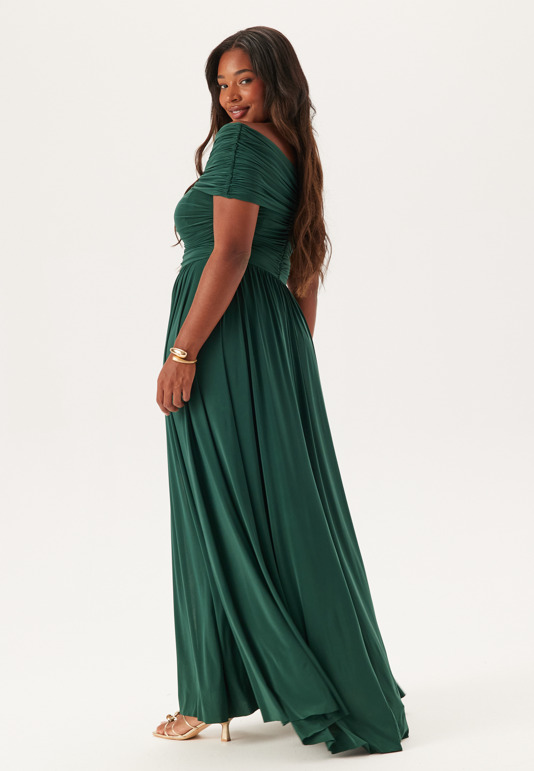 Bardot Rouched Maxi With Split 2