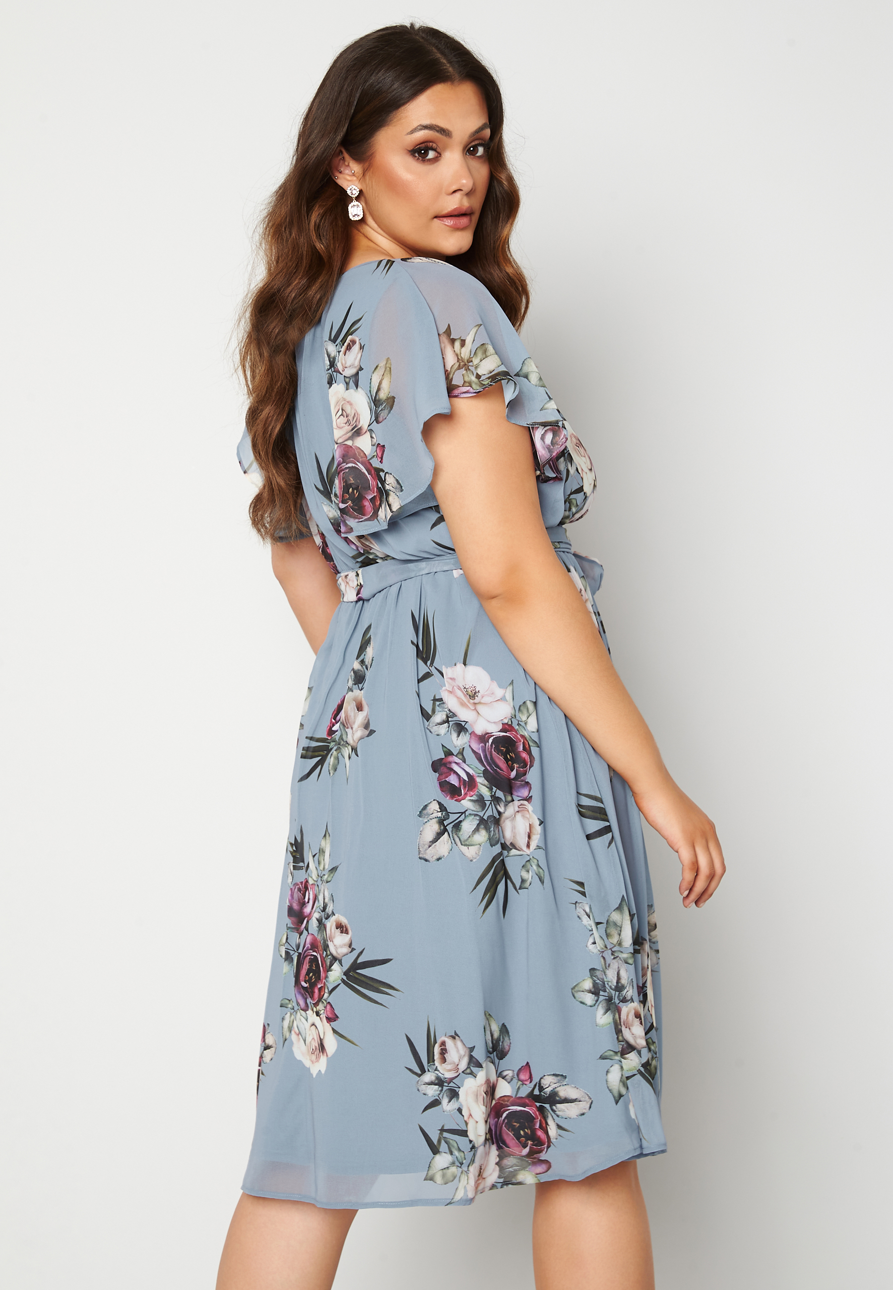 Floral Flutter Sleeve Midi Curve Dress 2