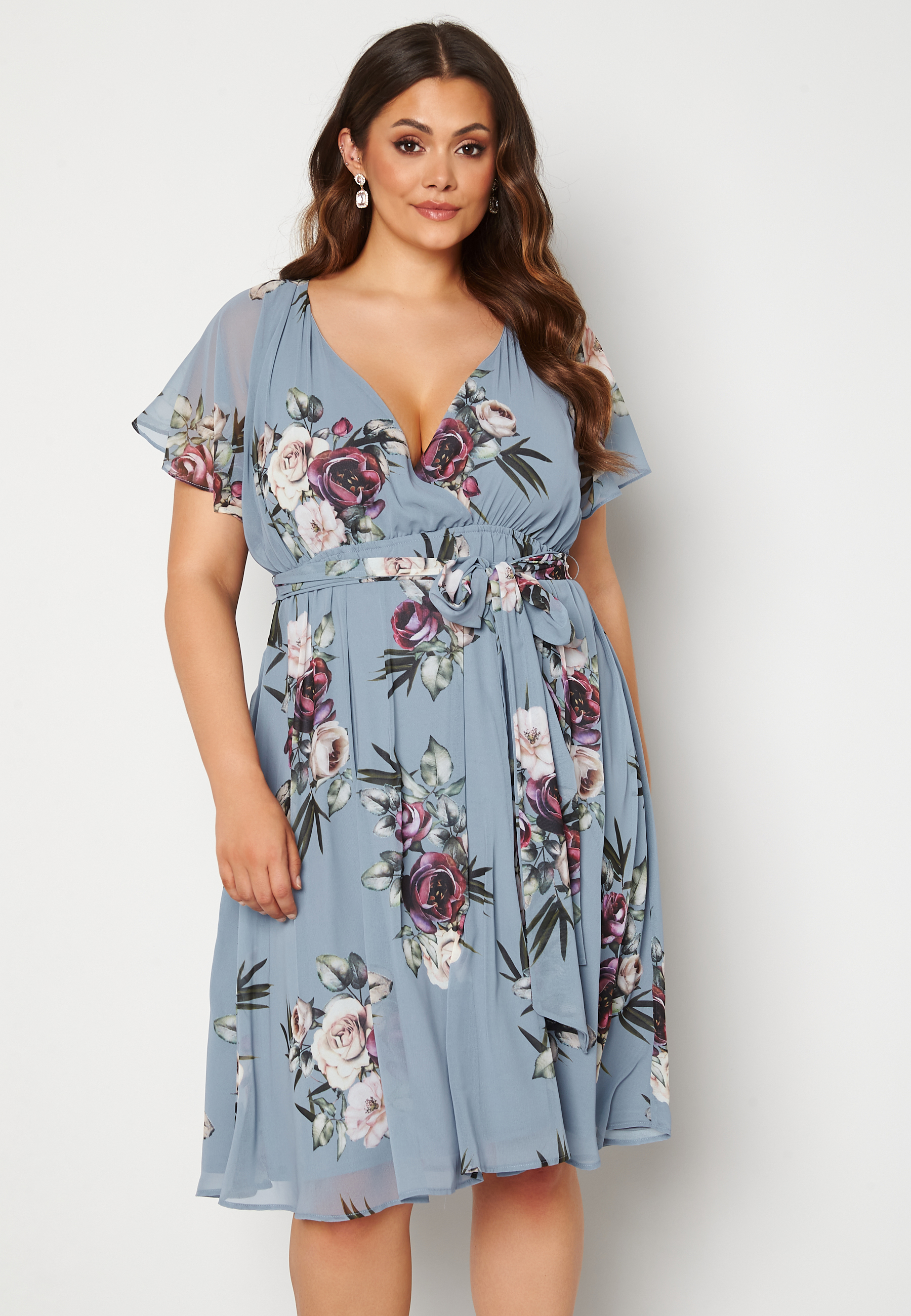 Floral Flutter Sleeve Midi Curve Dress 3