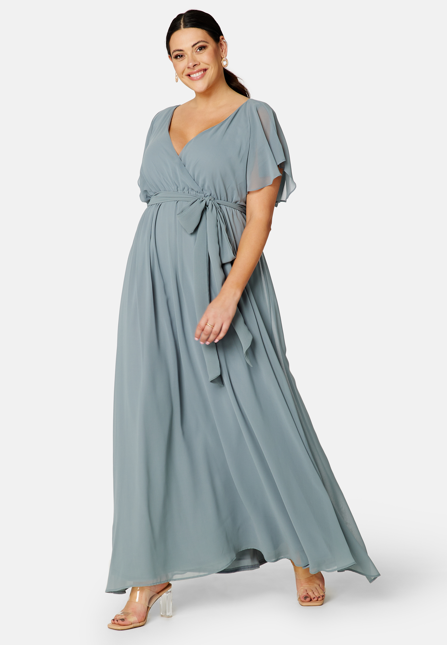 Flutter Sleeve Chiffon Maxi Curve Dress 2