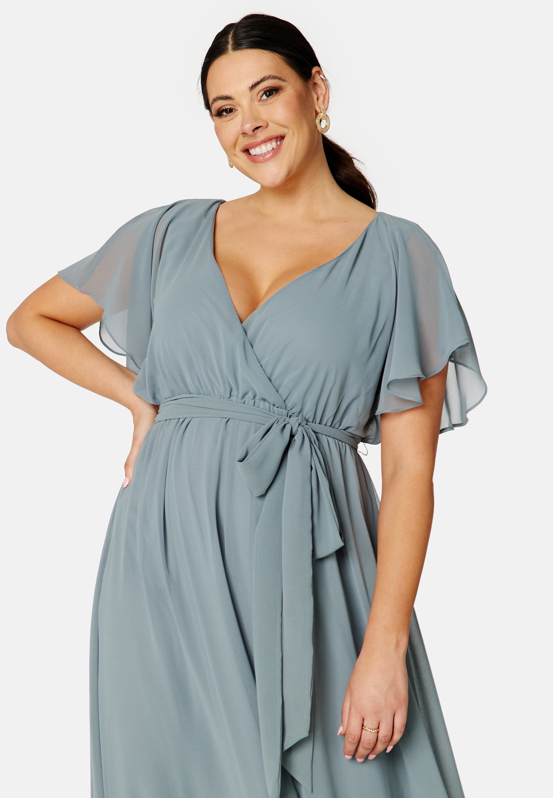Flutter Sleeve Chiffon Maxi Curve Dress 3