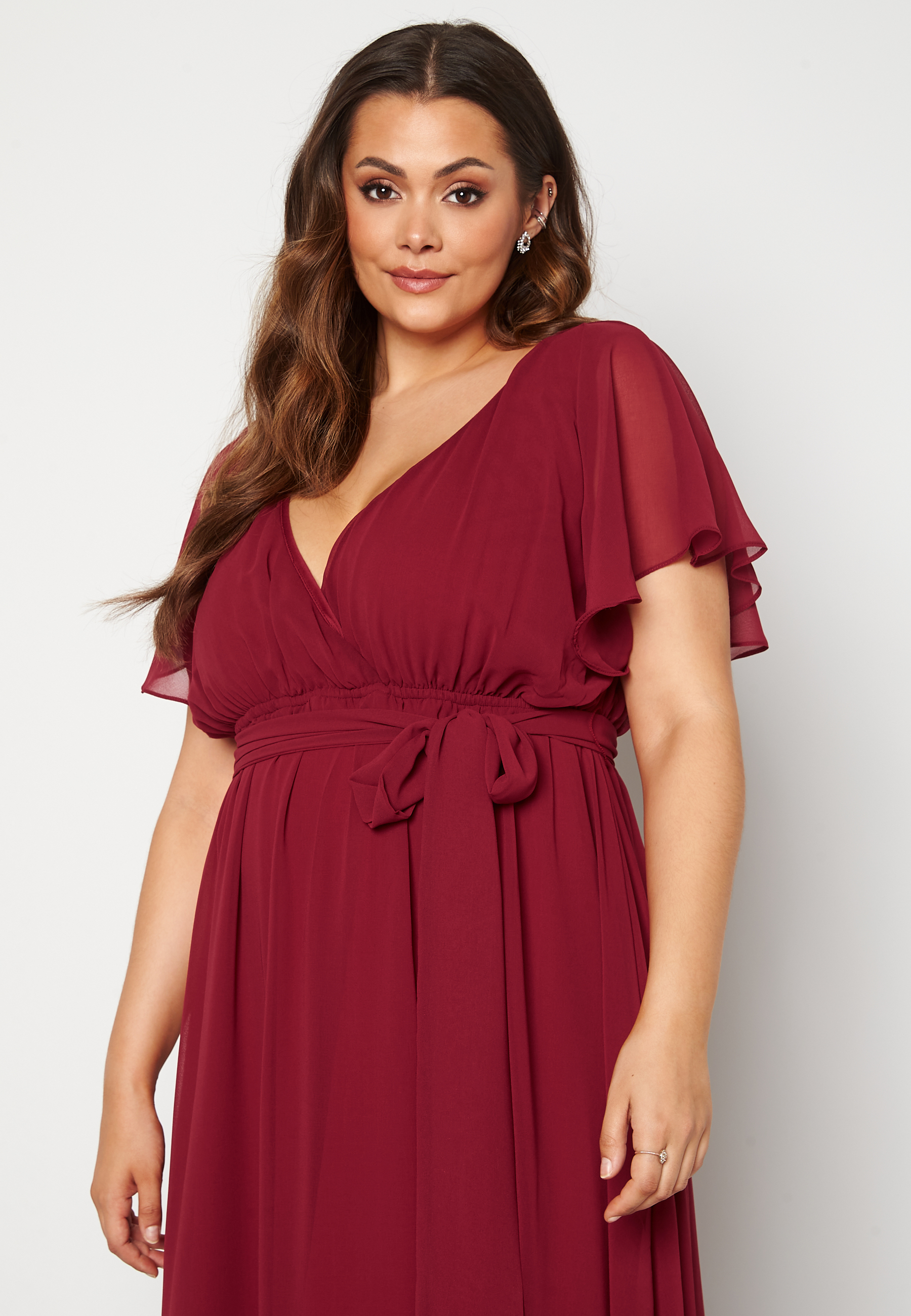 Flutter Sleeve Chiffon Maxi Curve Dress 2