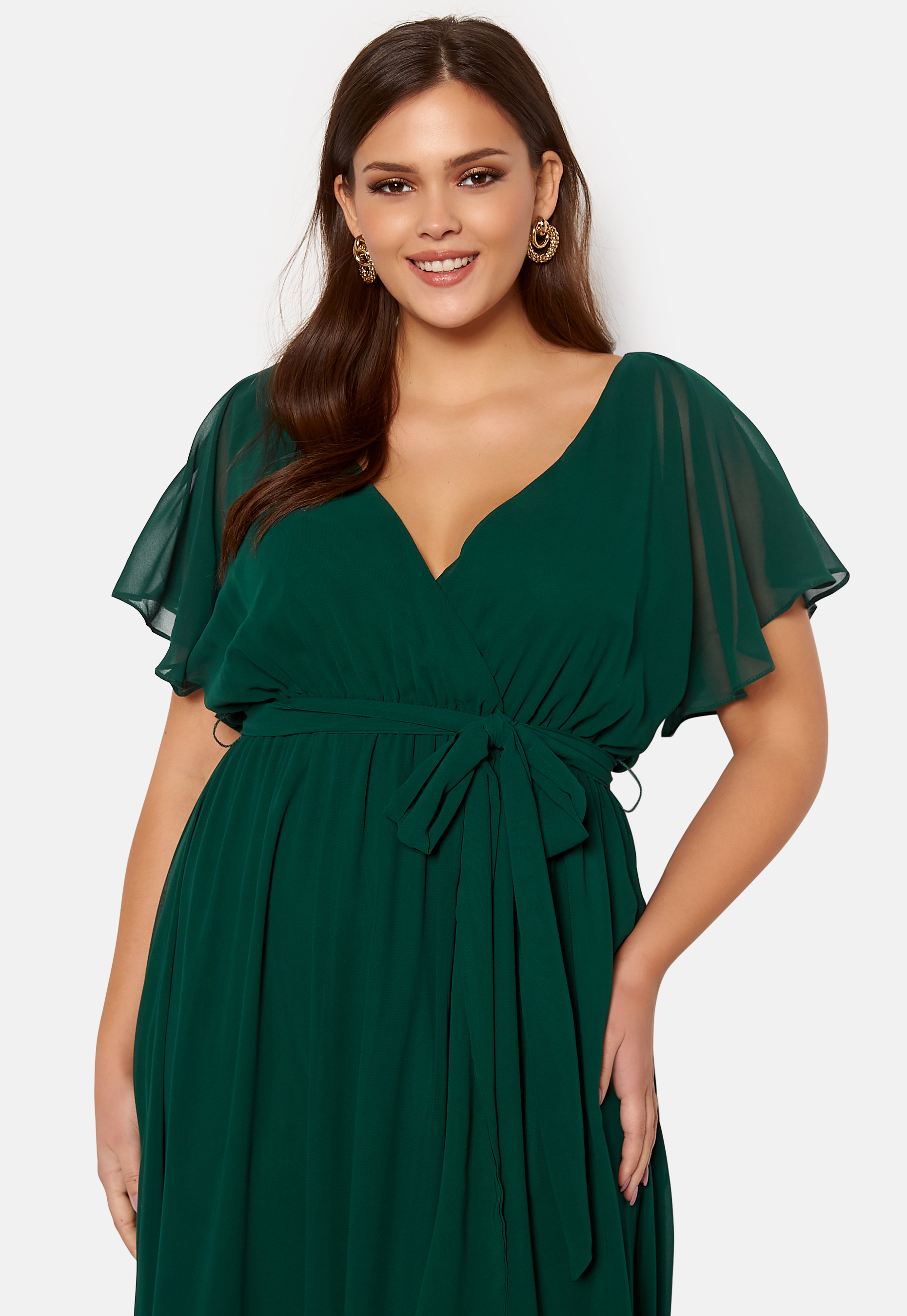Flutter Sleeve Chiffon Maxi Curve Dress 2