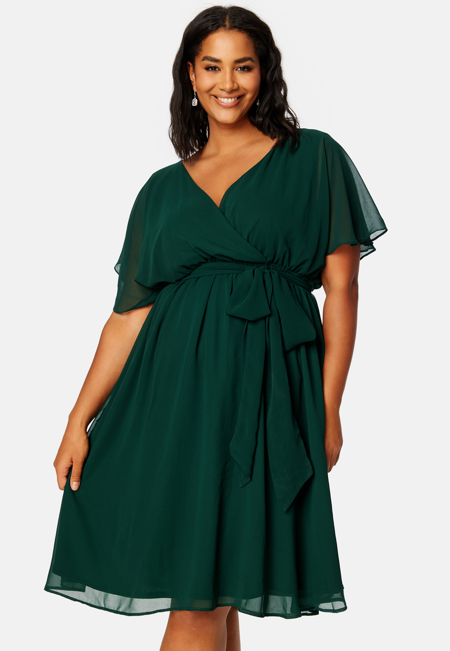 Flutter Sleeve Chiffon Midi Dress 2