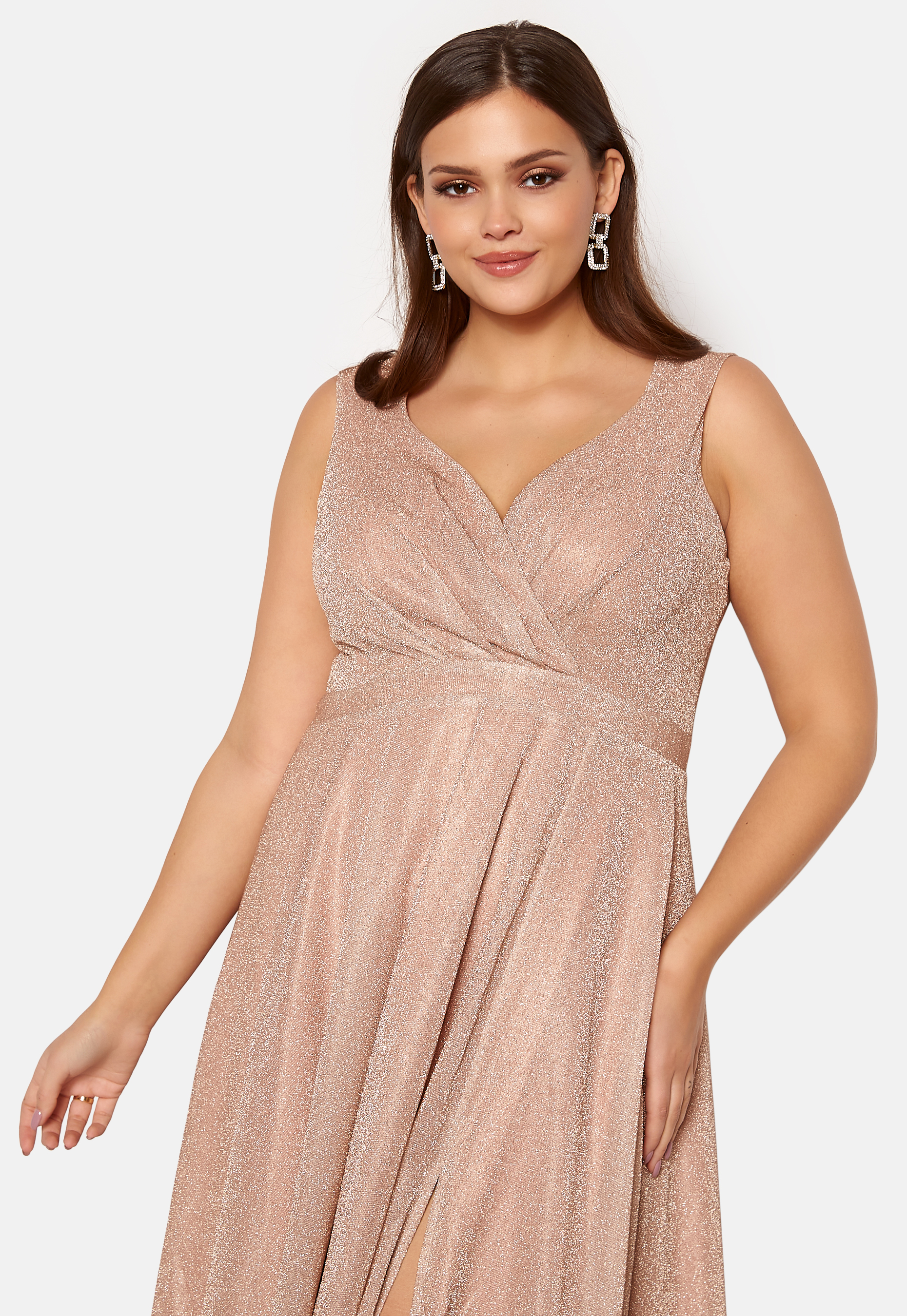 Glitter Wrap Front Maxi Curve Dress With Split 2