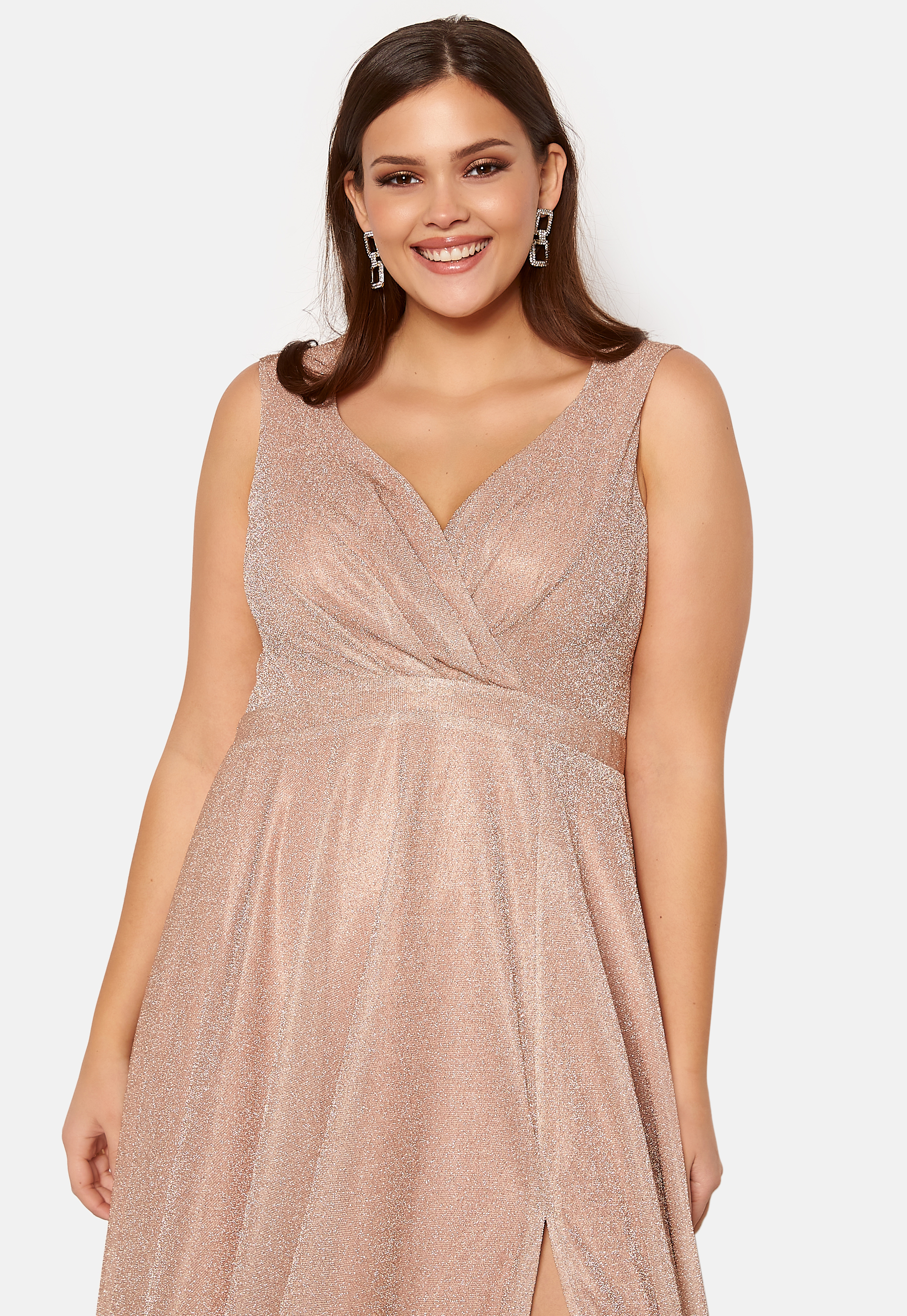 Glitter Wrap Front Maxi Curve Dress With Split 3