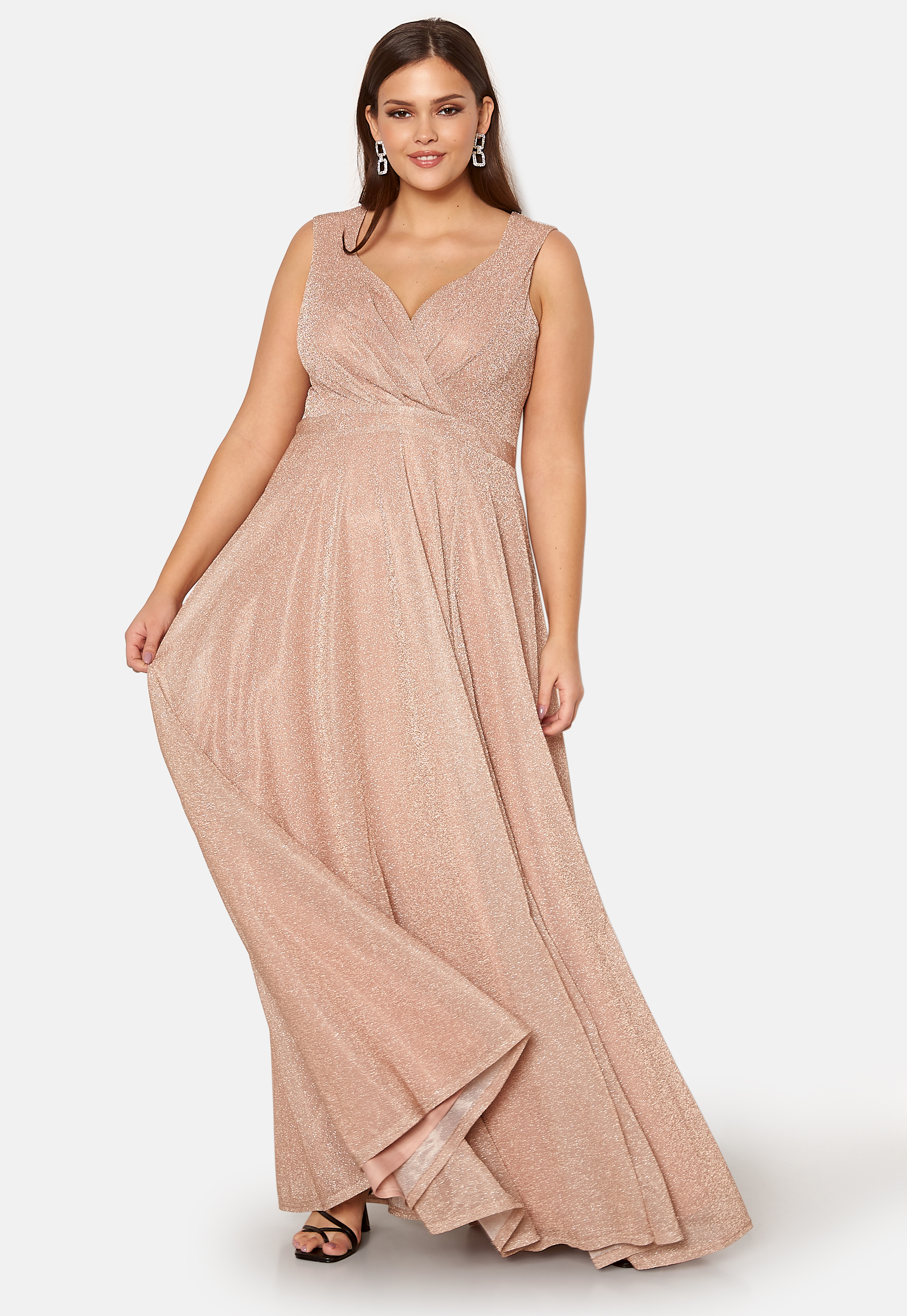 Glitter Wrap Front Maxi Curve Dress With Split 5