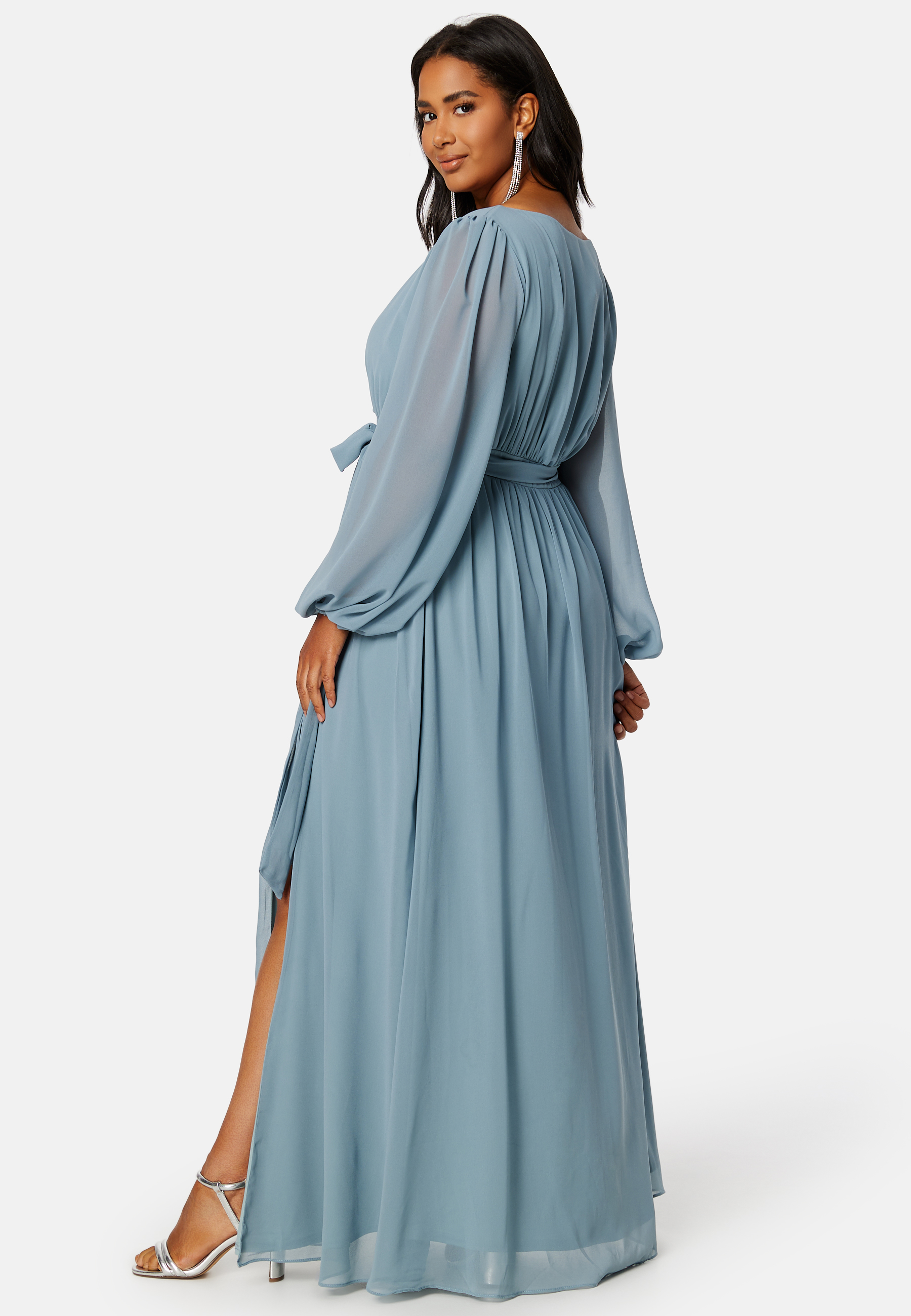 Long Sleeve Chiffon Maxi Curve Dress 3