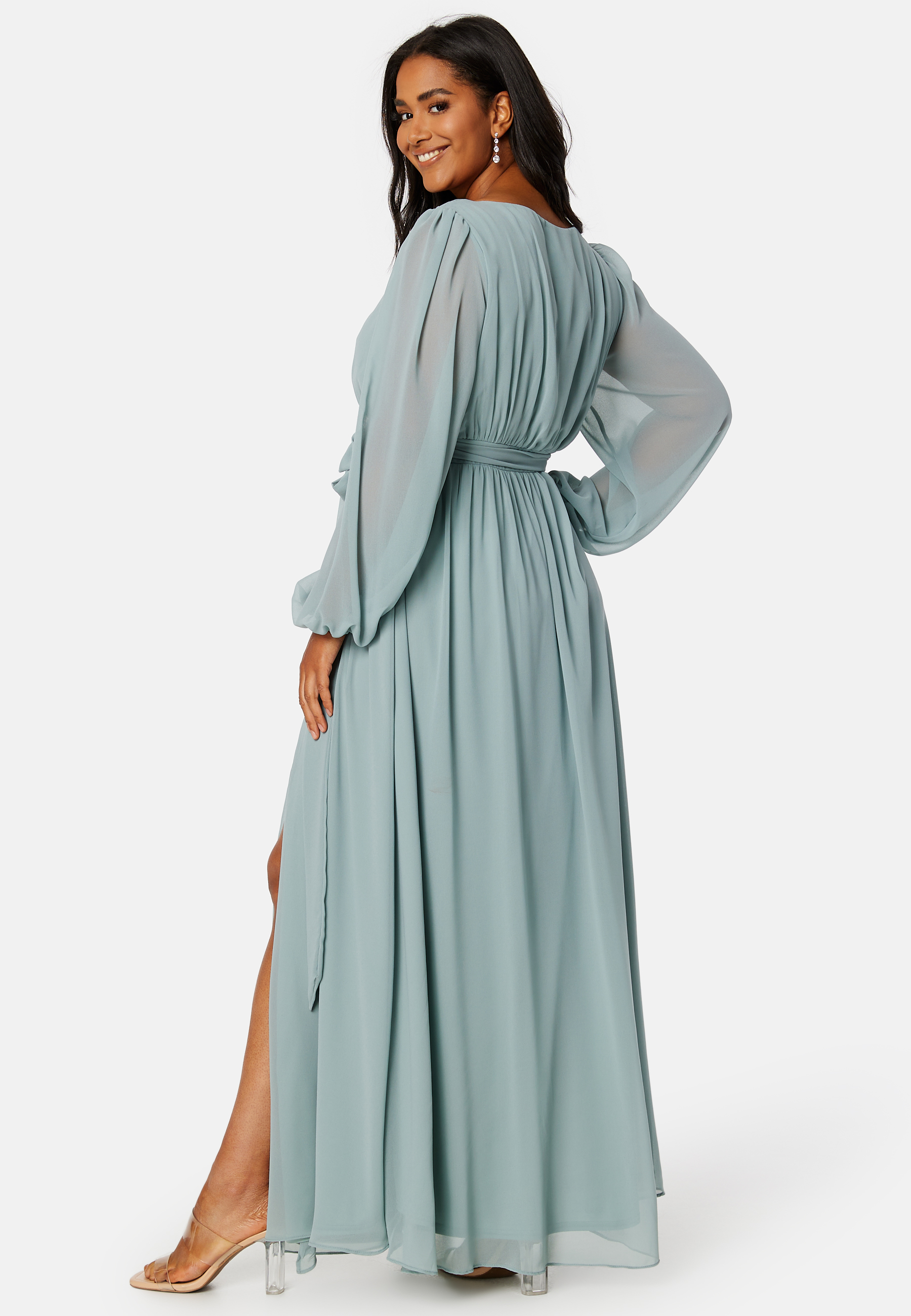 Long Sleeve Chiffon Maxi Curve Dress 3