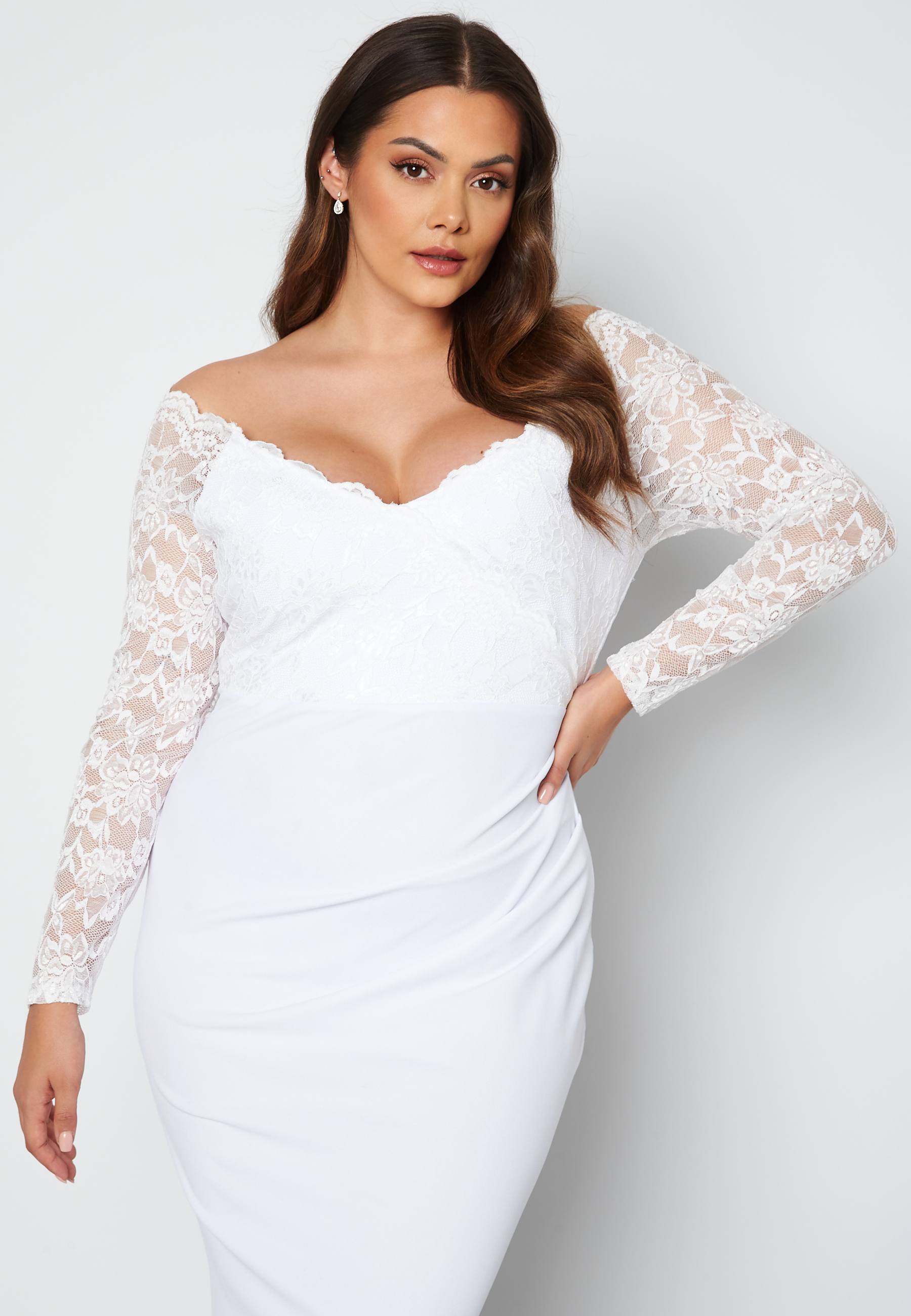 Long Sleeve Lace Trim Maxi Dress 2