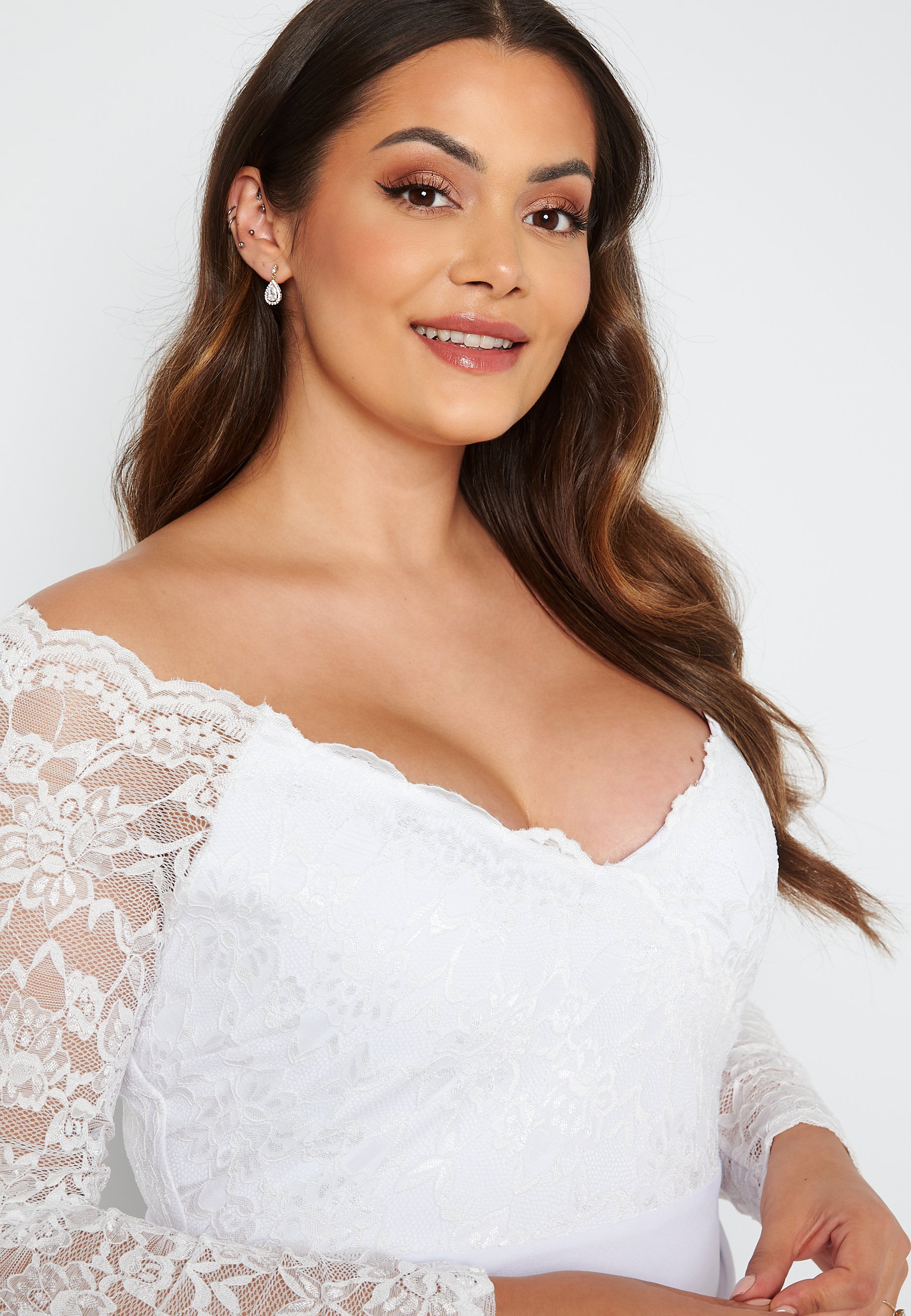 Long Sleeve Lace Trim Maxi Dress 3