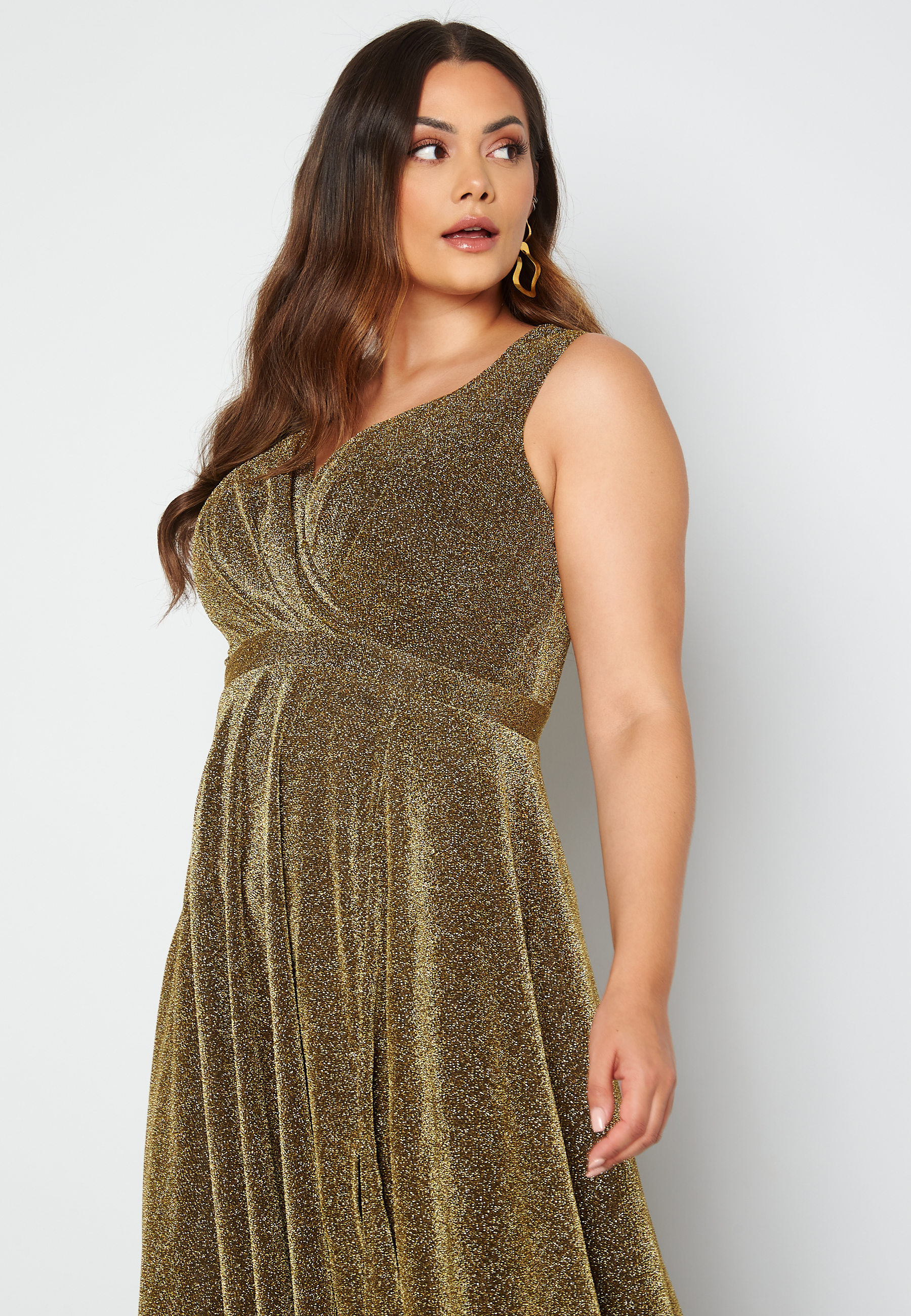 Glitter Wrap Front Maxi Curve Dress With Split 2
