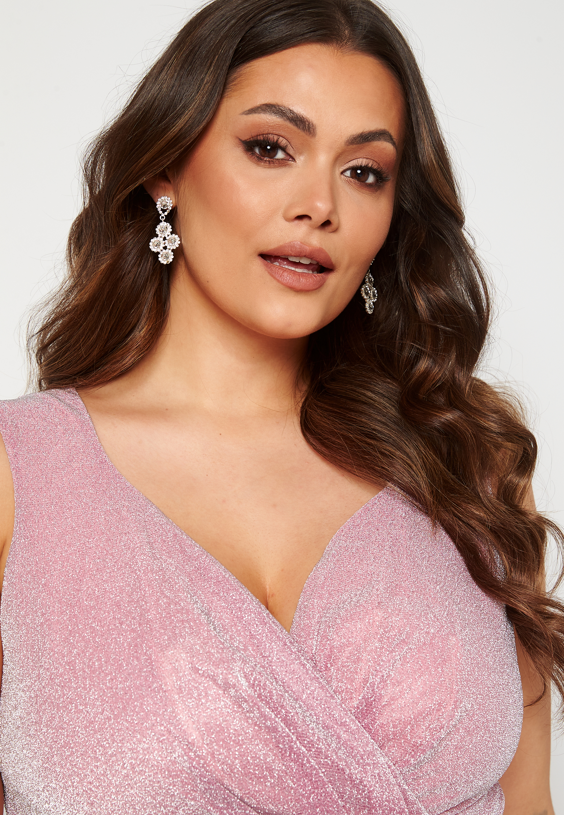 Glitter Wrap Front Maxi Curve Dress With Split 4