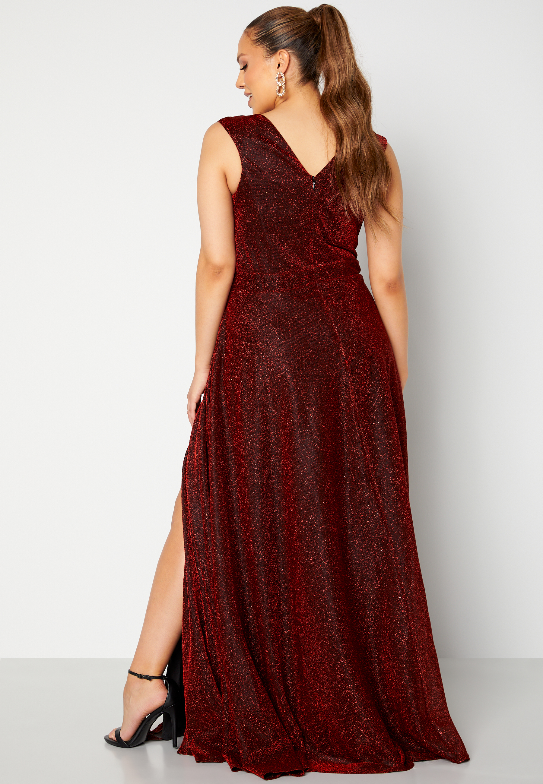 Glitter Wrap Front Maxi Curve Dress With Split 2