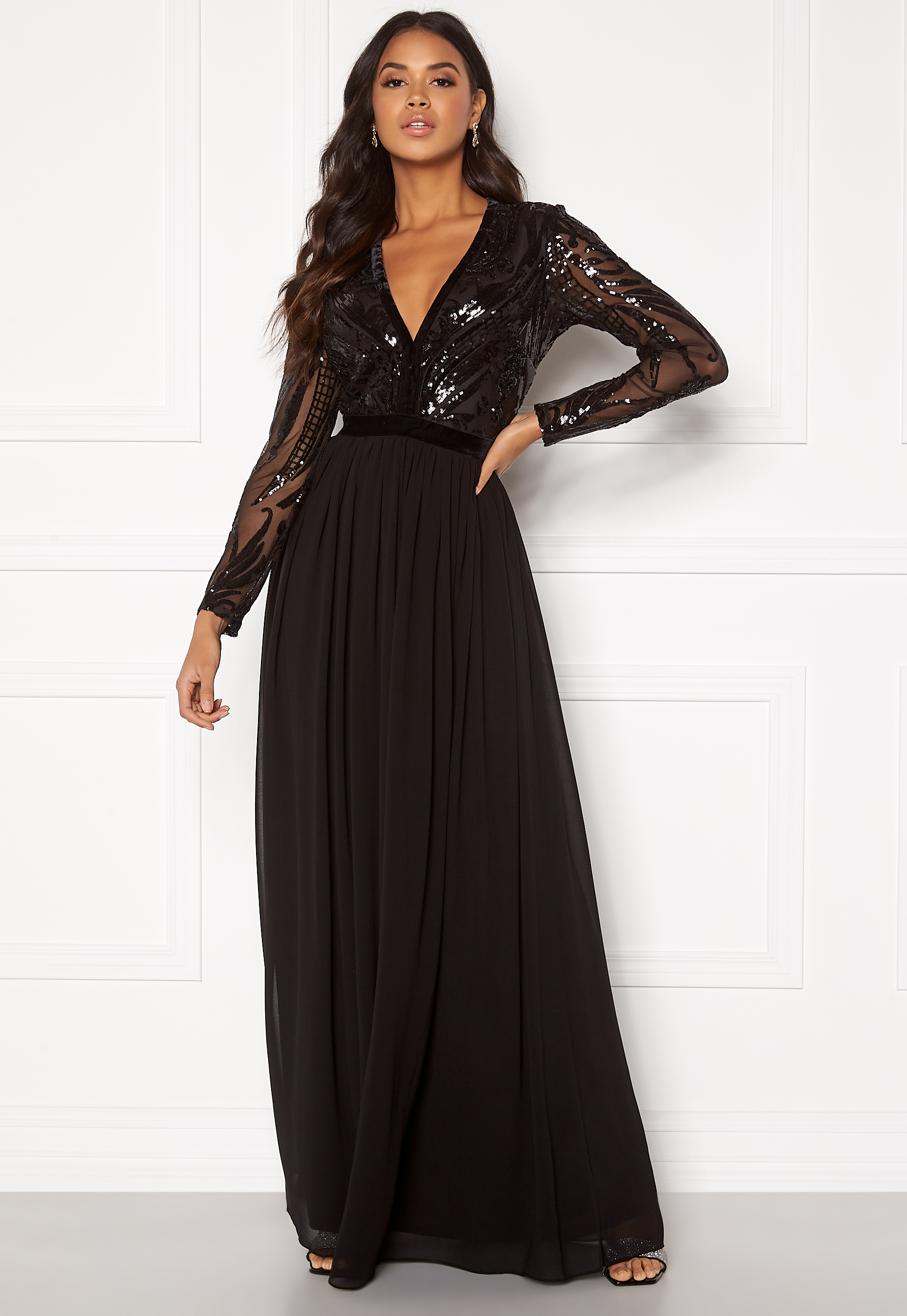 Deep V Sequin Maxi Dress 3
