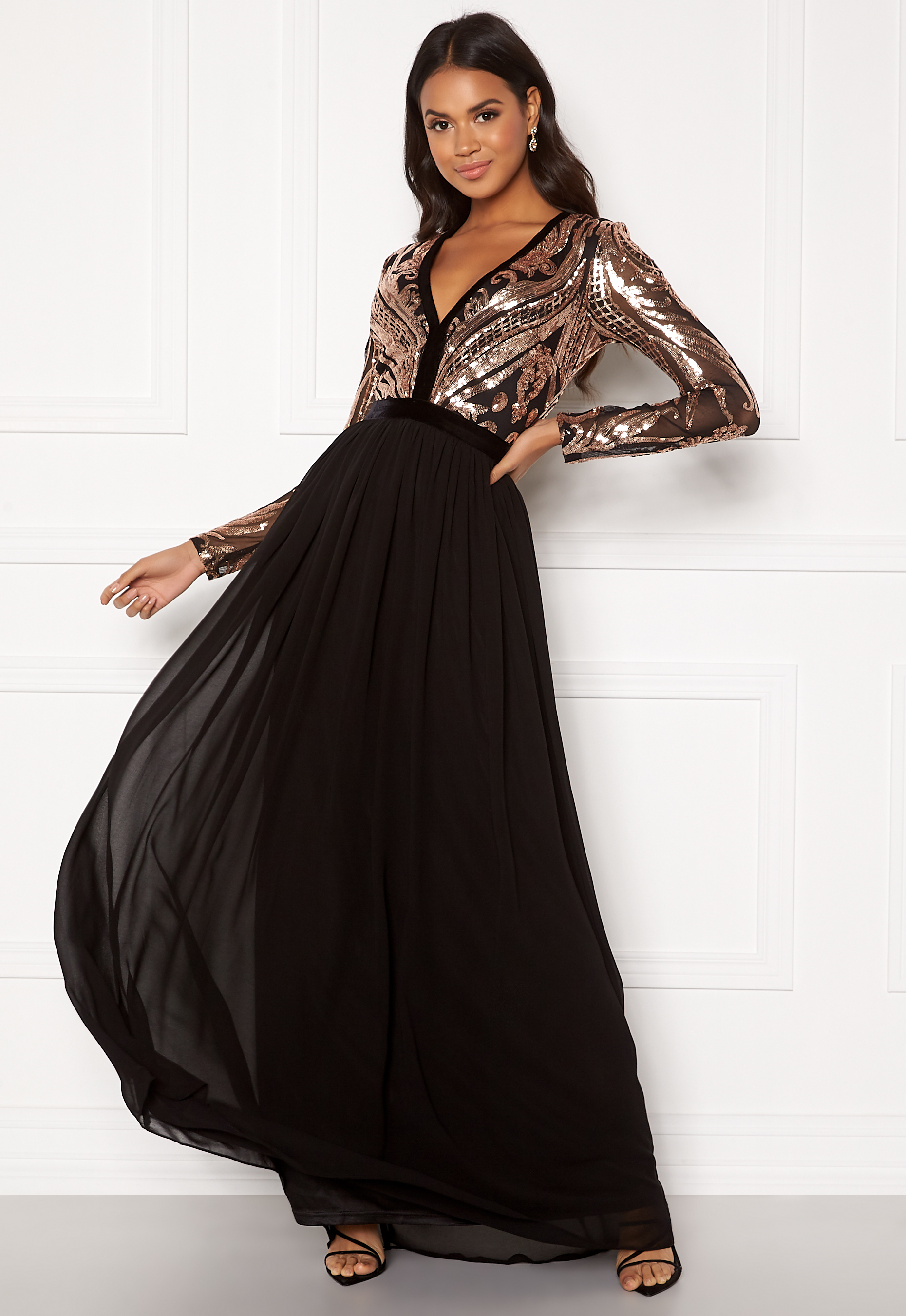 Deep V Sequin Maxi Dress 2