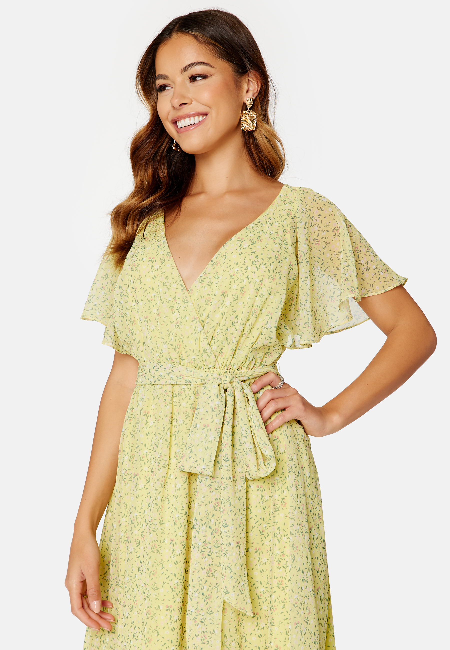 Ditsy Flutter Sleeve Midi Dress 2