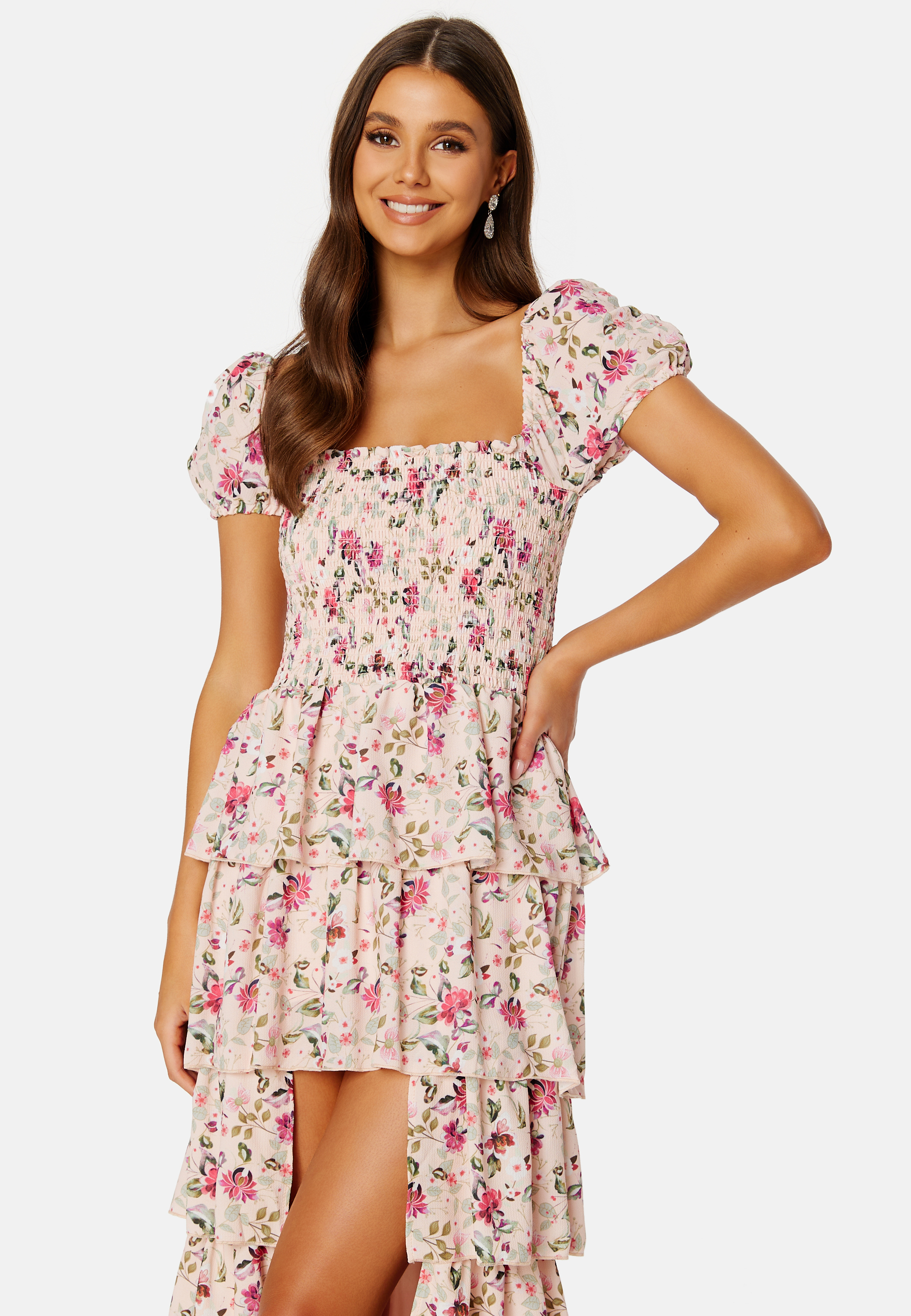 Floral Chiffon Tiered Smock Maxi Dress 3