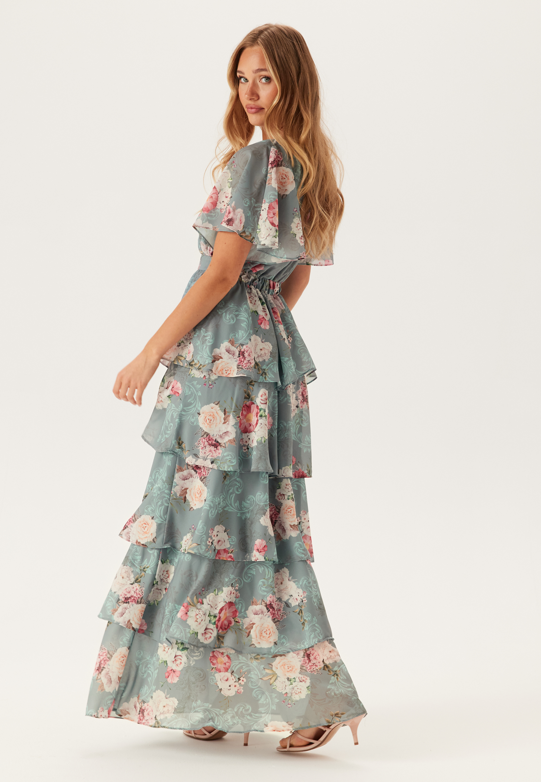 Floral Flutter Tiered Maxi Dress 2