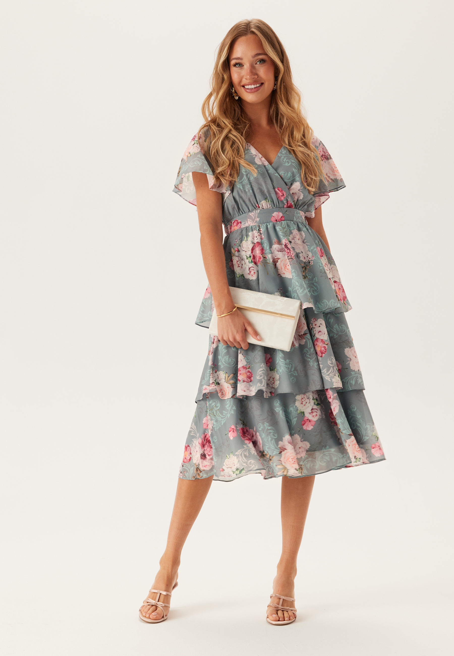 Floral Flutter Tiered Midi Dress 2