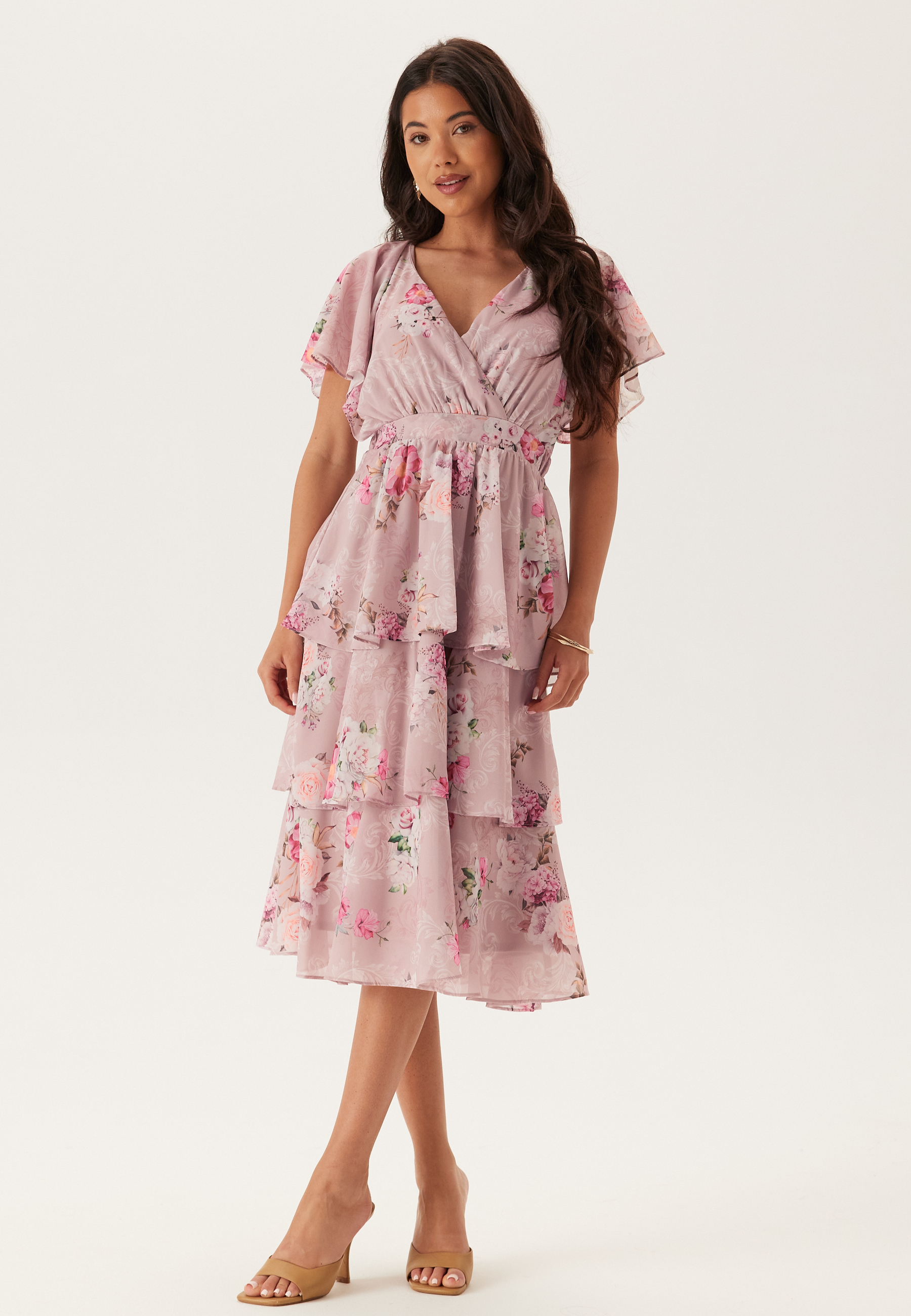 Floral Flutter Tiered Midi Dress 2