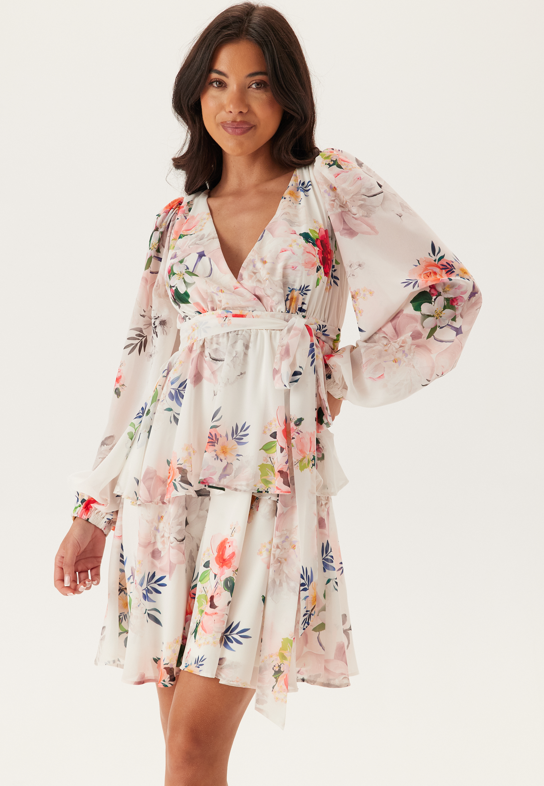 Floral Long Sleeve Tiered Skater Dress 2