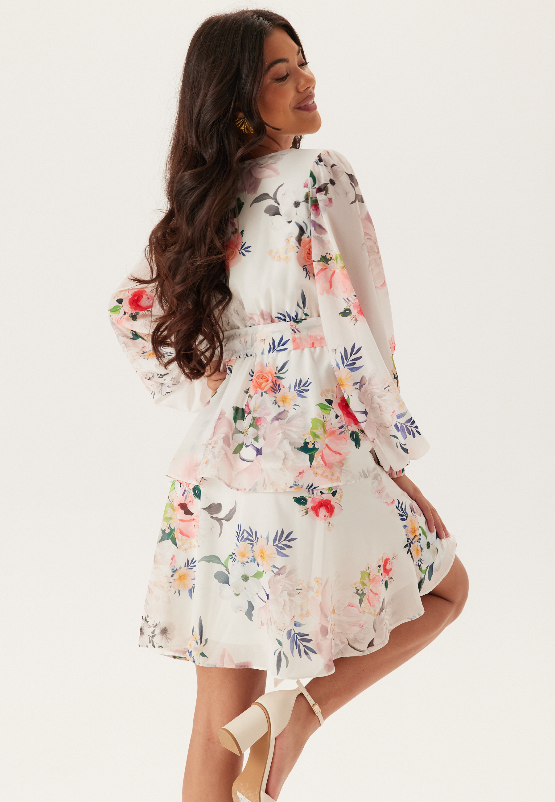 Floral Long Sleeve Tiered Skater Dress 3