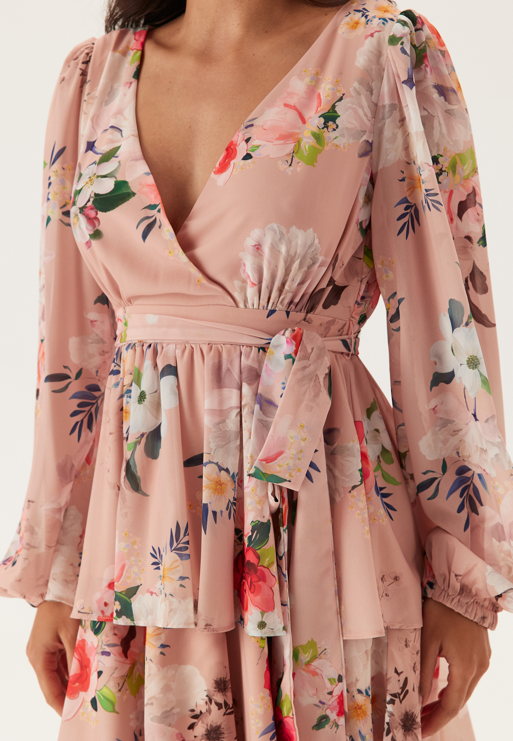 Floral Long Sleeve Tiered Skater Dress 5