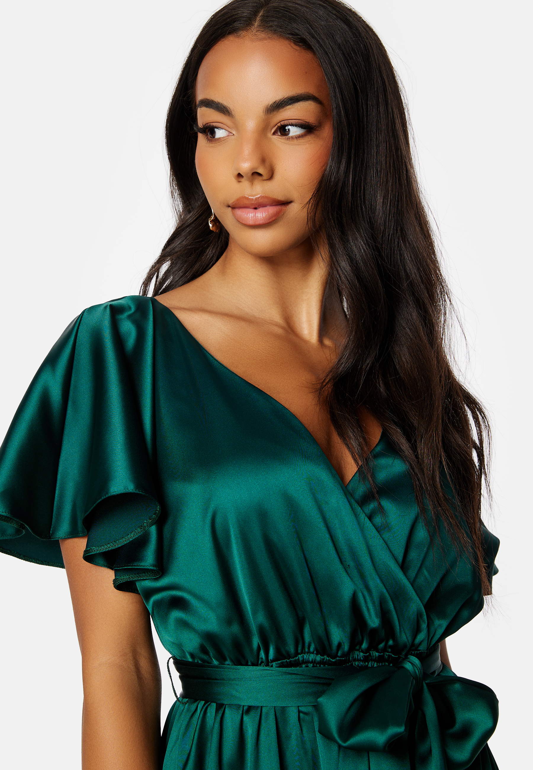 Flutter Sleeve Satin Maxi Dress 3