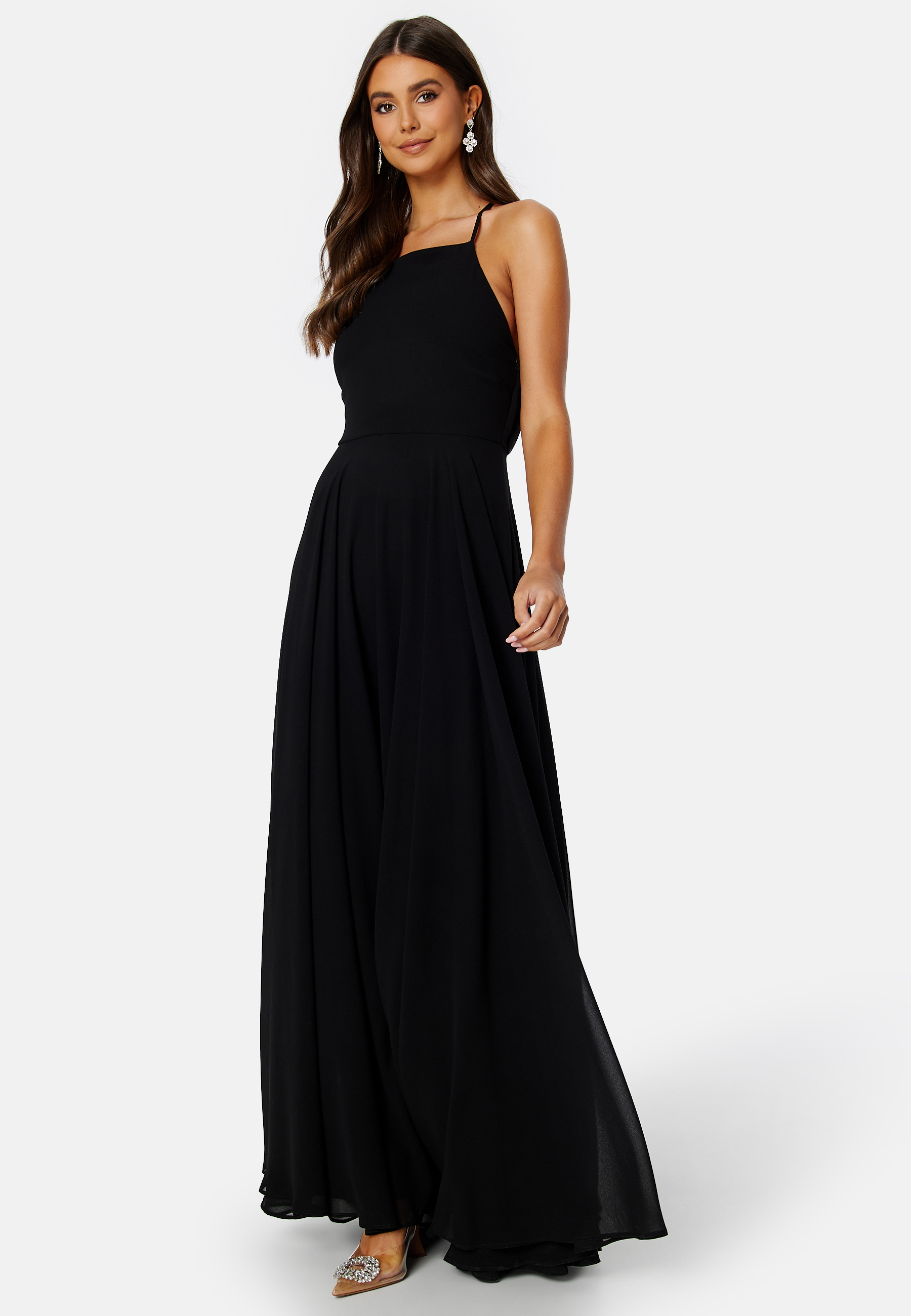 High Neck Chiffon Maxi Dress