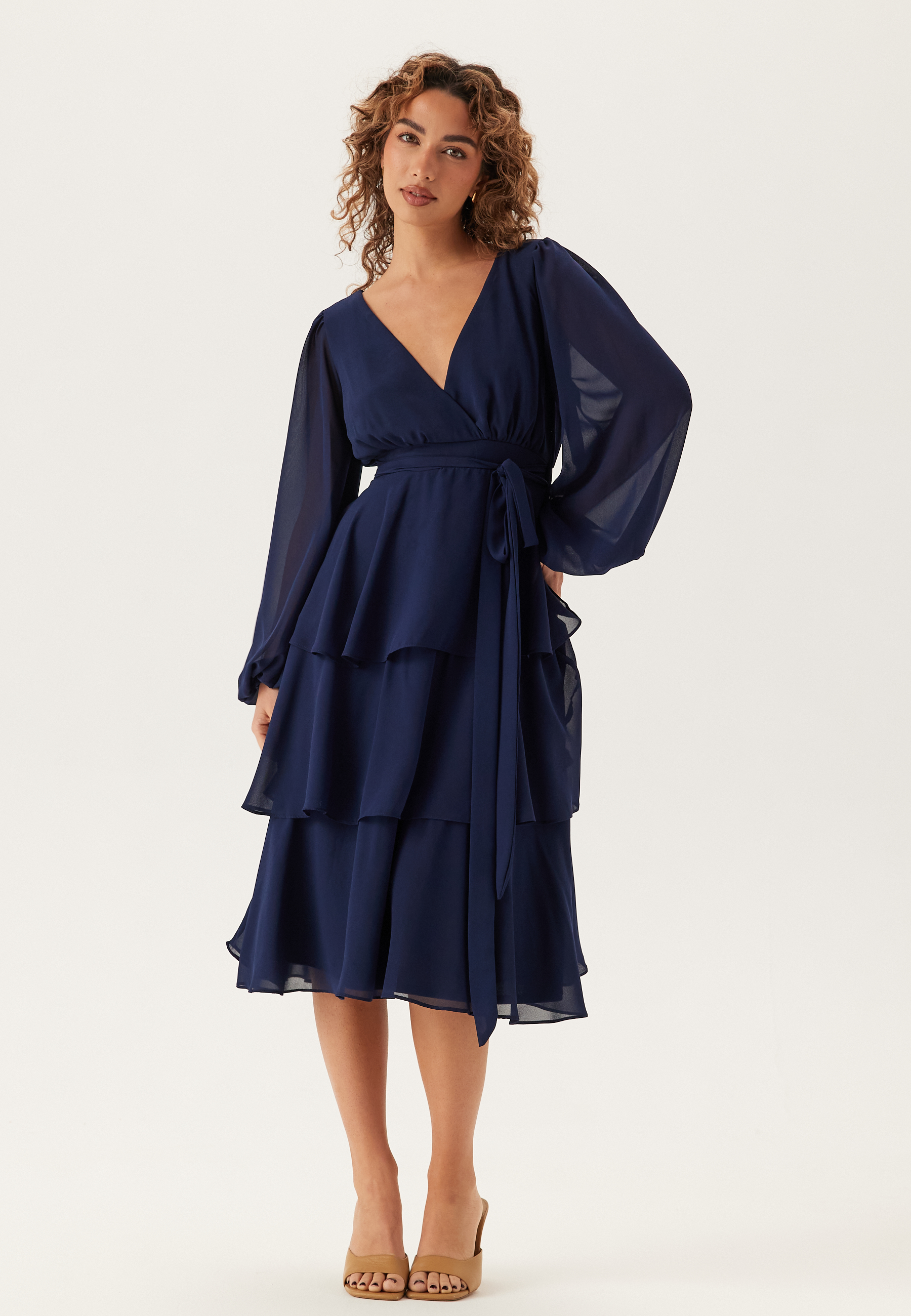 Long Sleeve Tiered Midi Dress 1