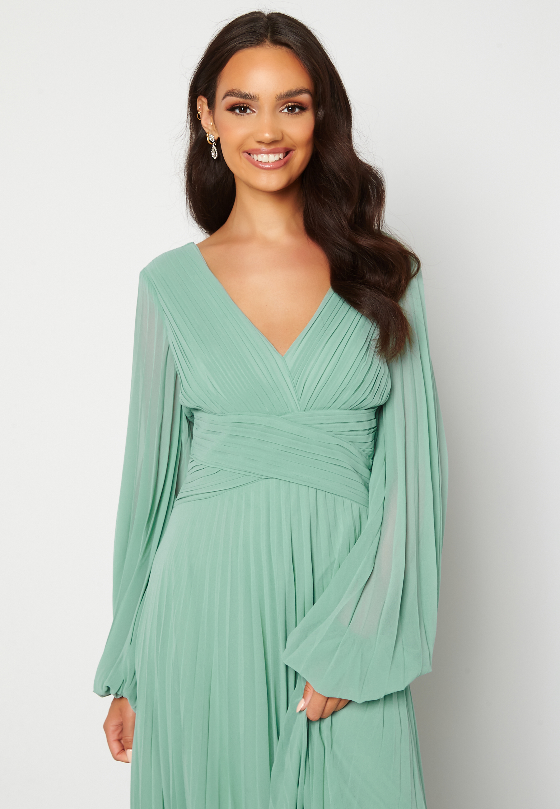 Pleated Balloon Sleeve Maxi Dress 2