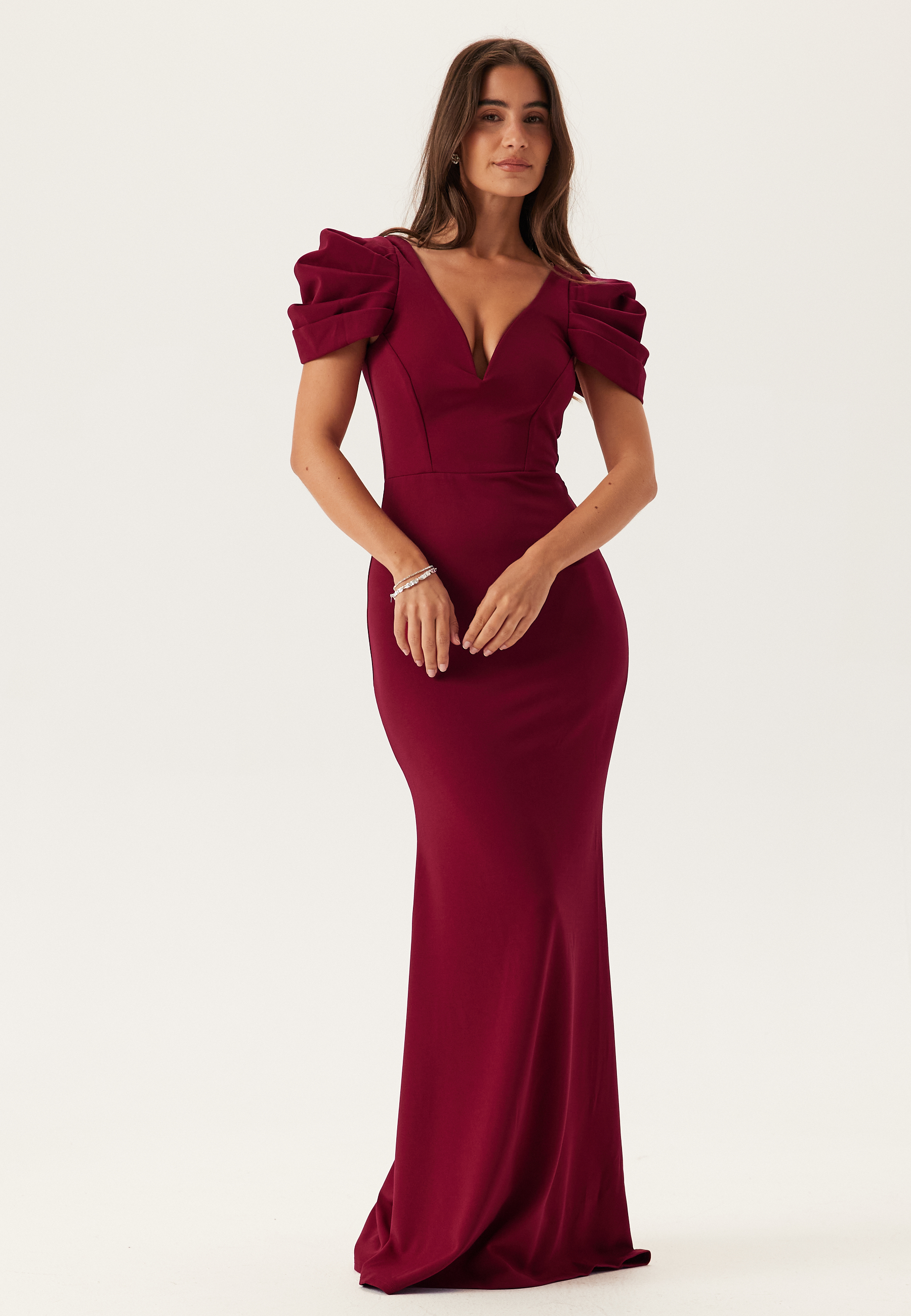 Pleated Sleeve Maxi Dress