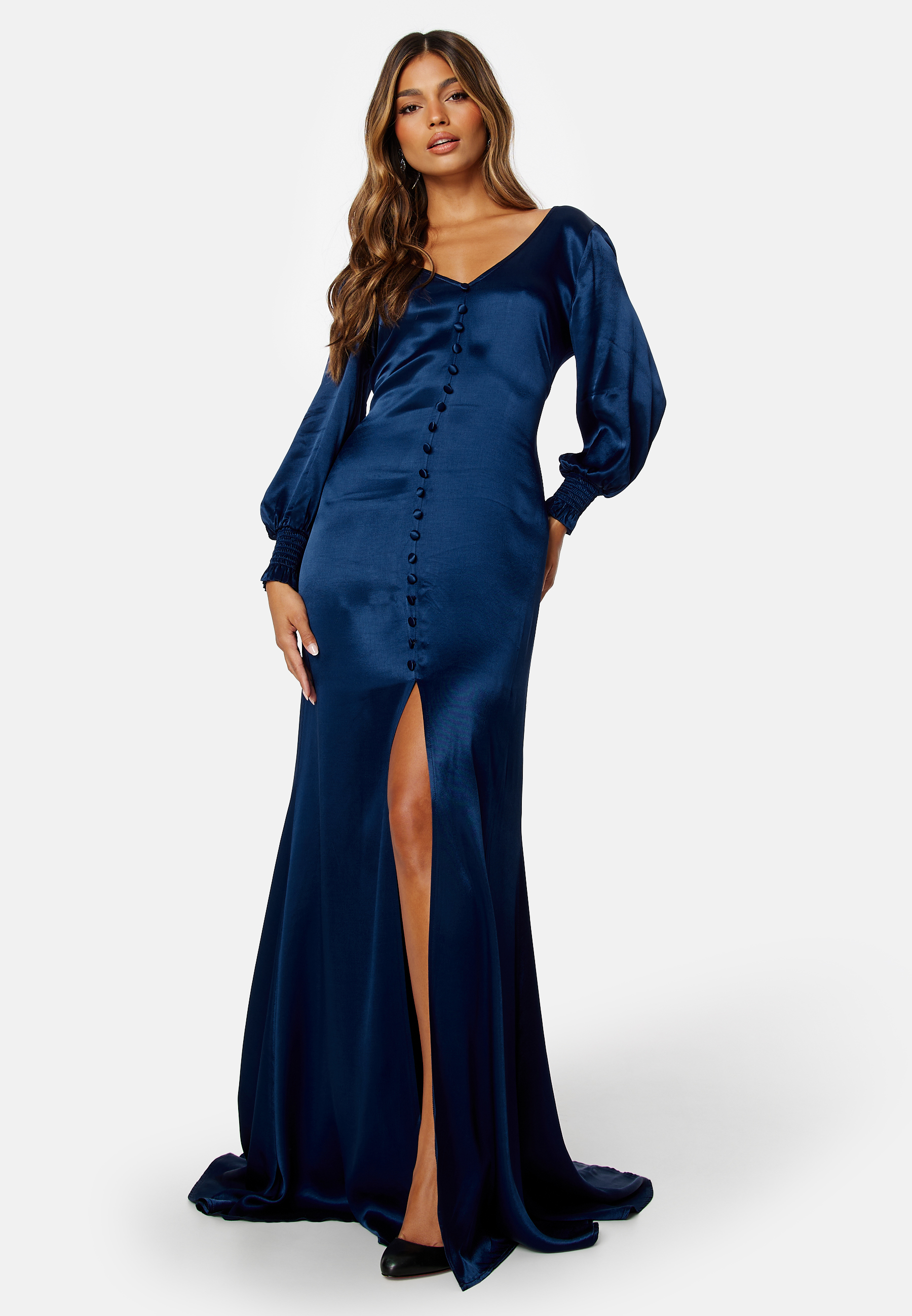 Image of Satin Button Front Maxi Dress