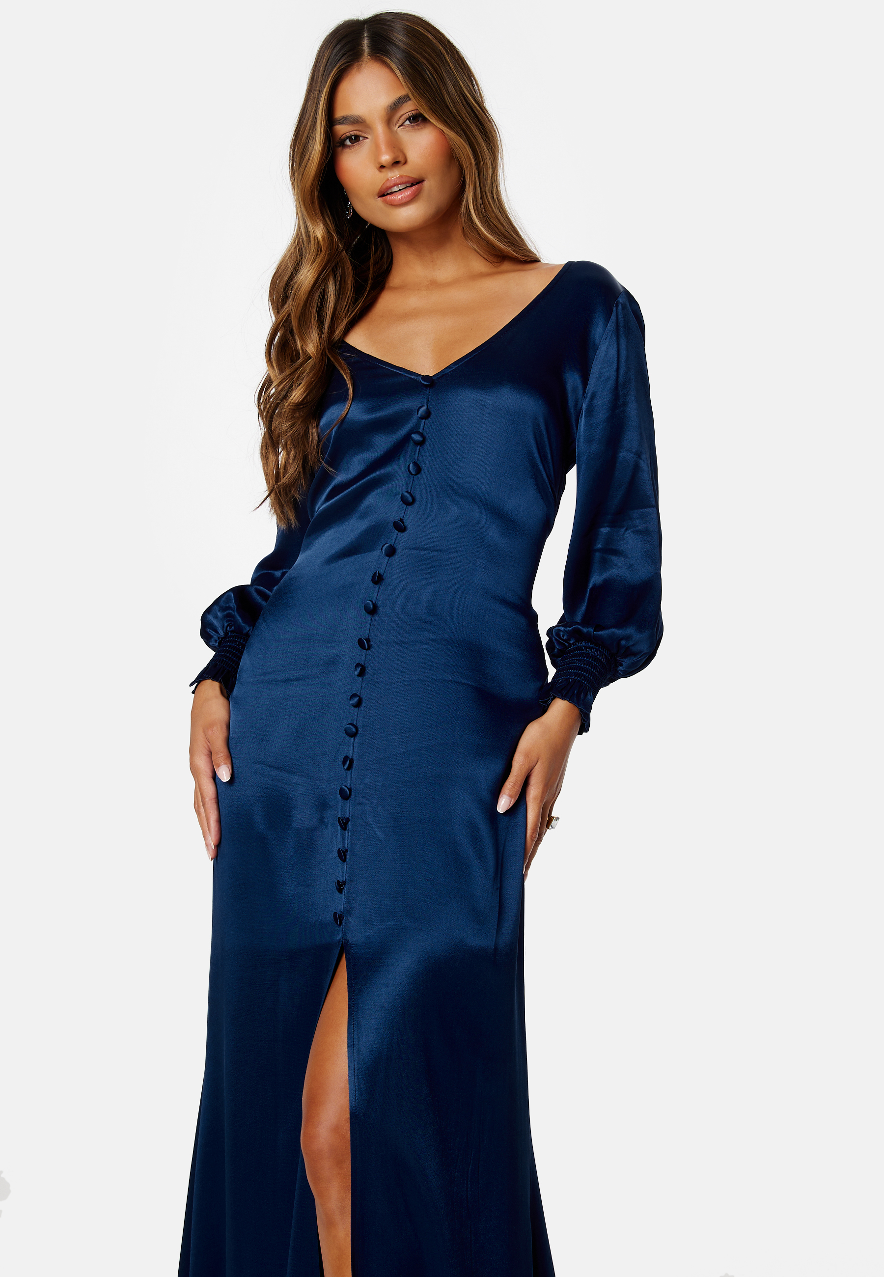 Satin Button Front Maxi Dress 2