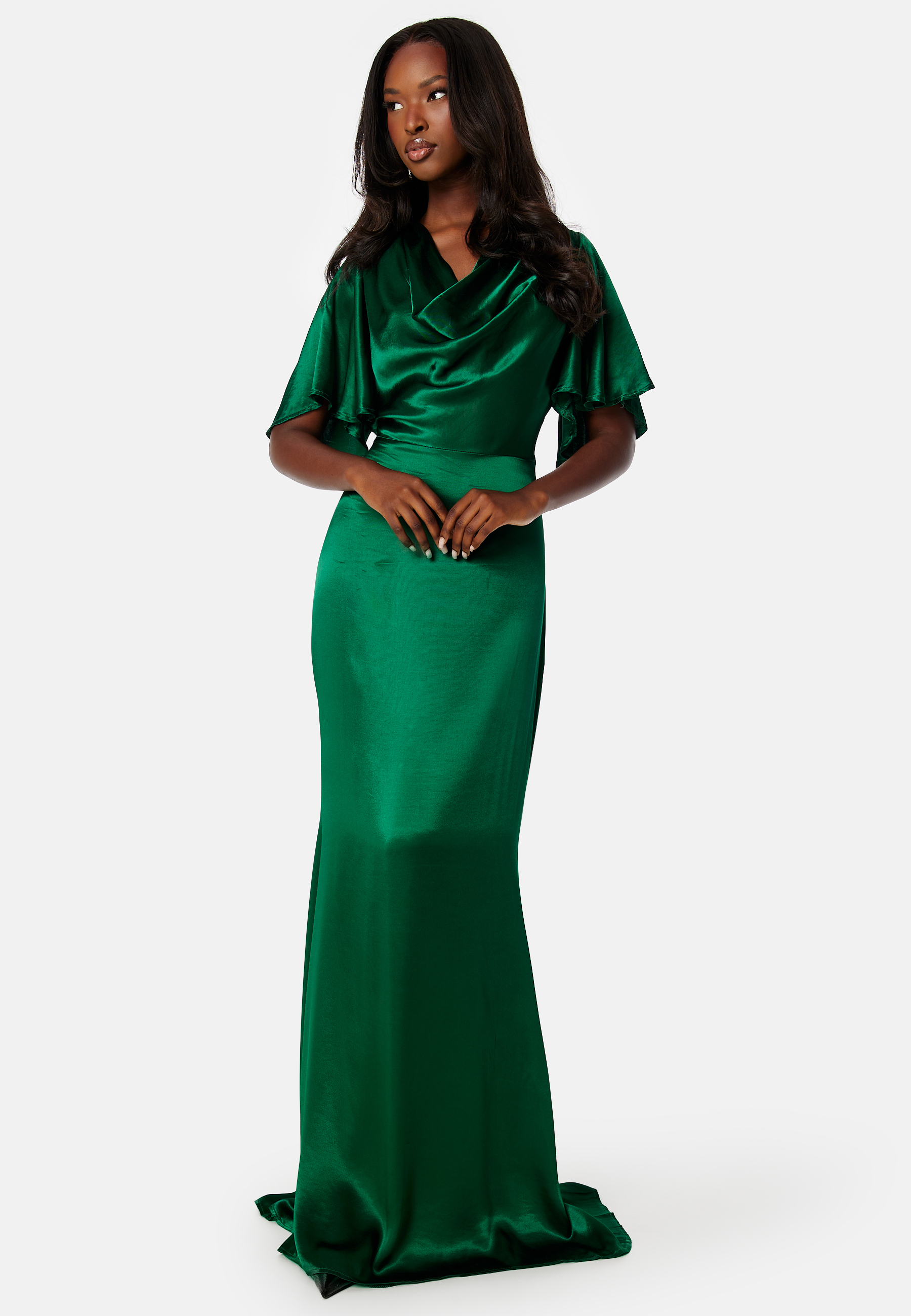 Image of Satin Cowl Front Maxi Dress