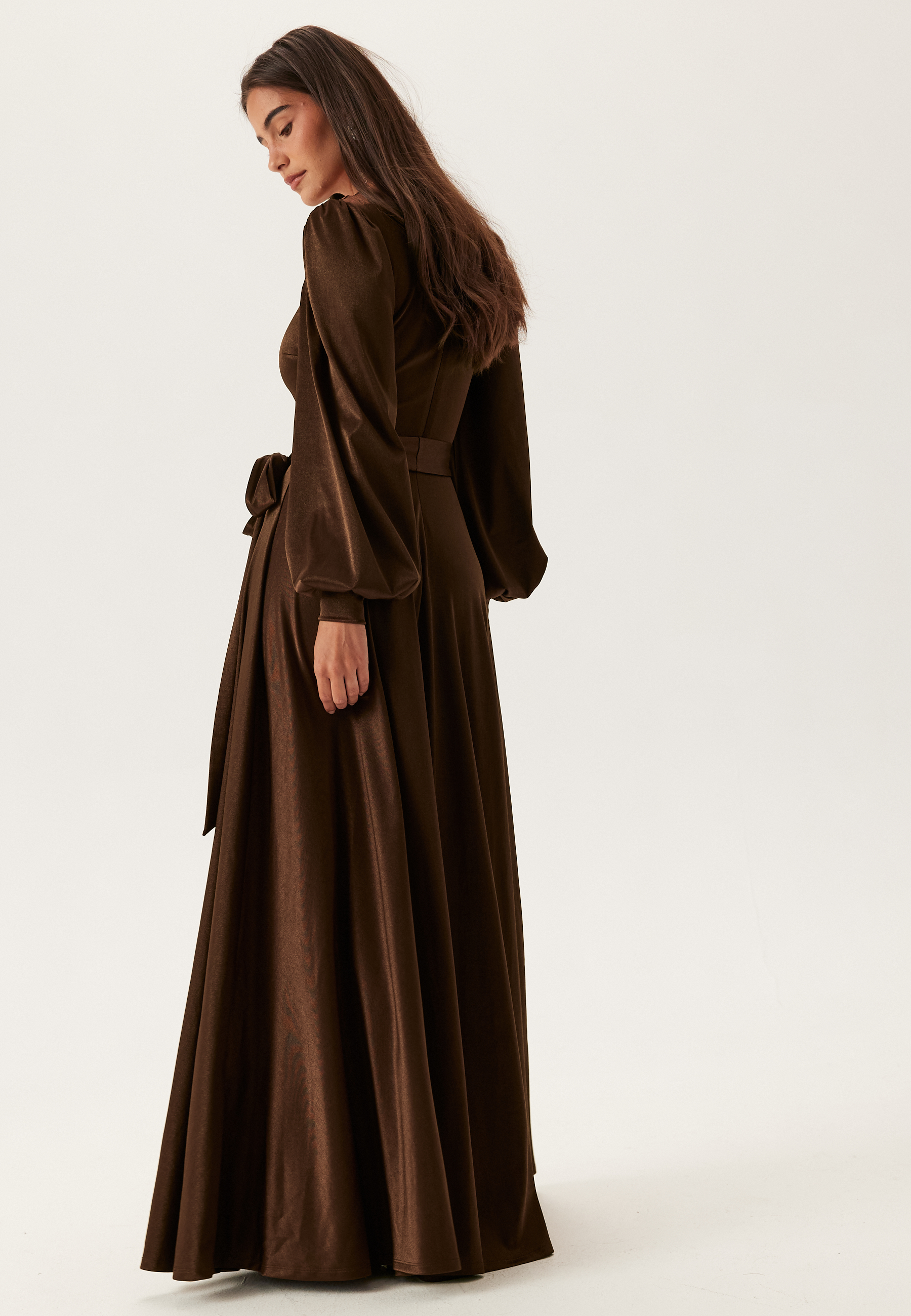 Satin Volume Sleeve Maxi Dress 2