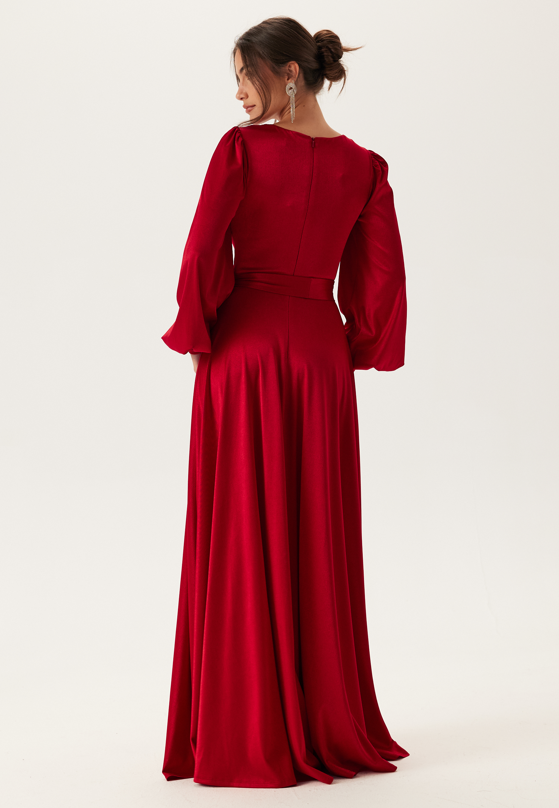 Satin Volume Sleeve Maxi Dress 2