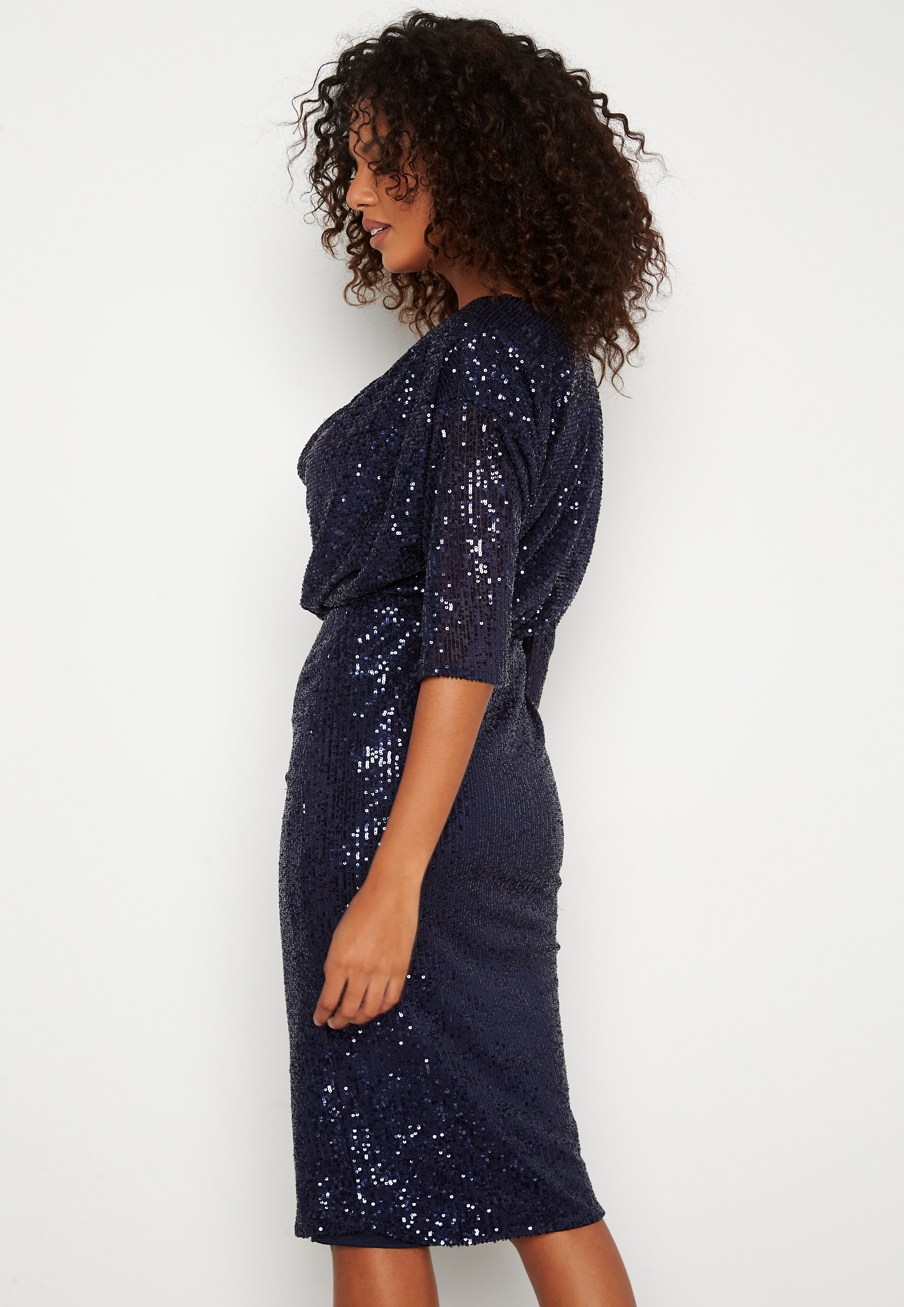 Sequin Cowl Neck Midi Dress 3