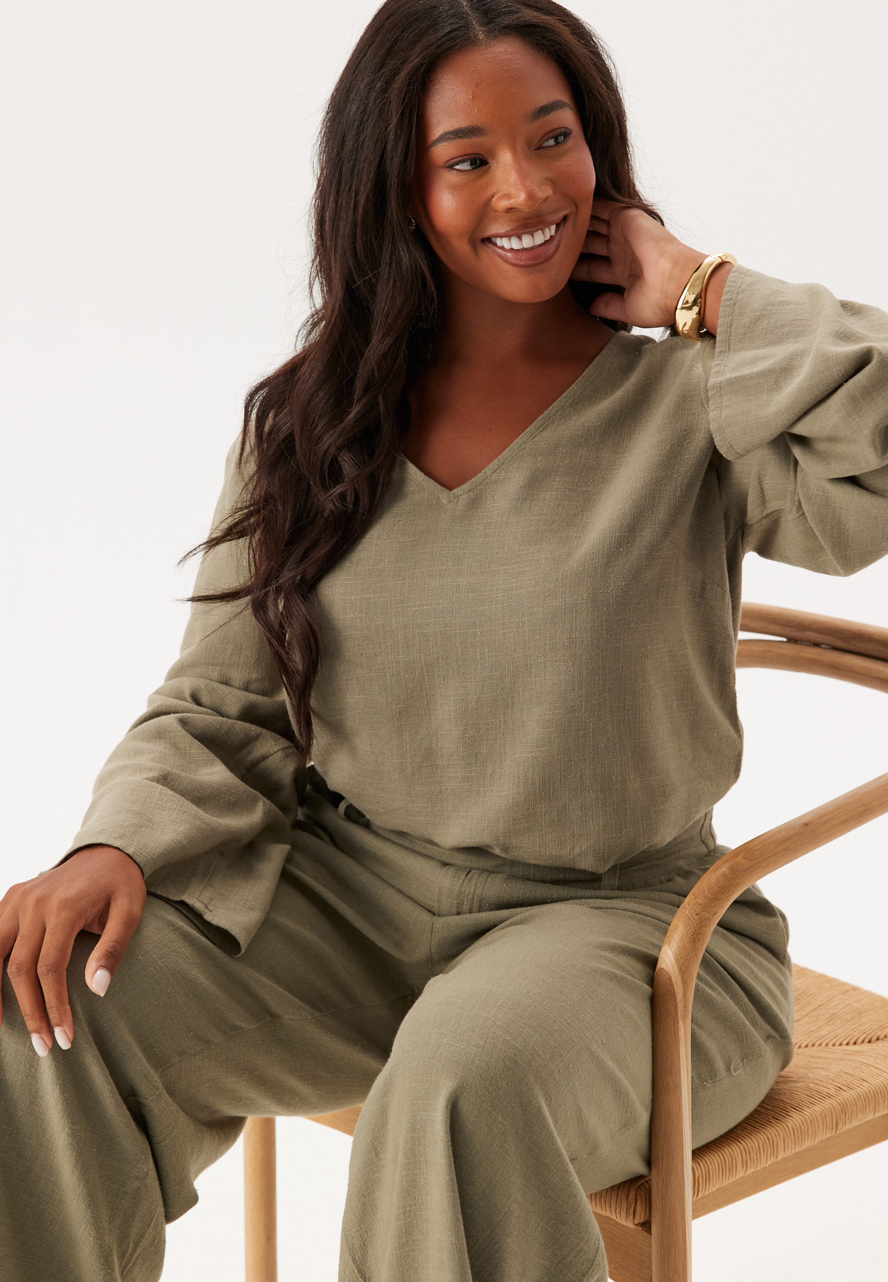 Linen Wide Sleeve Blouse 2