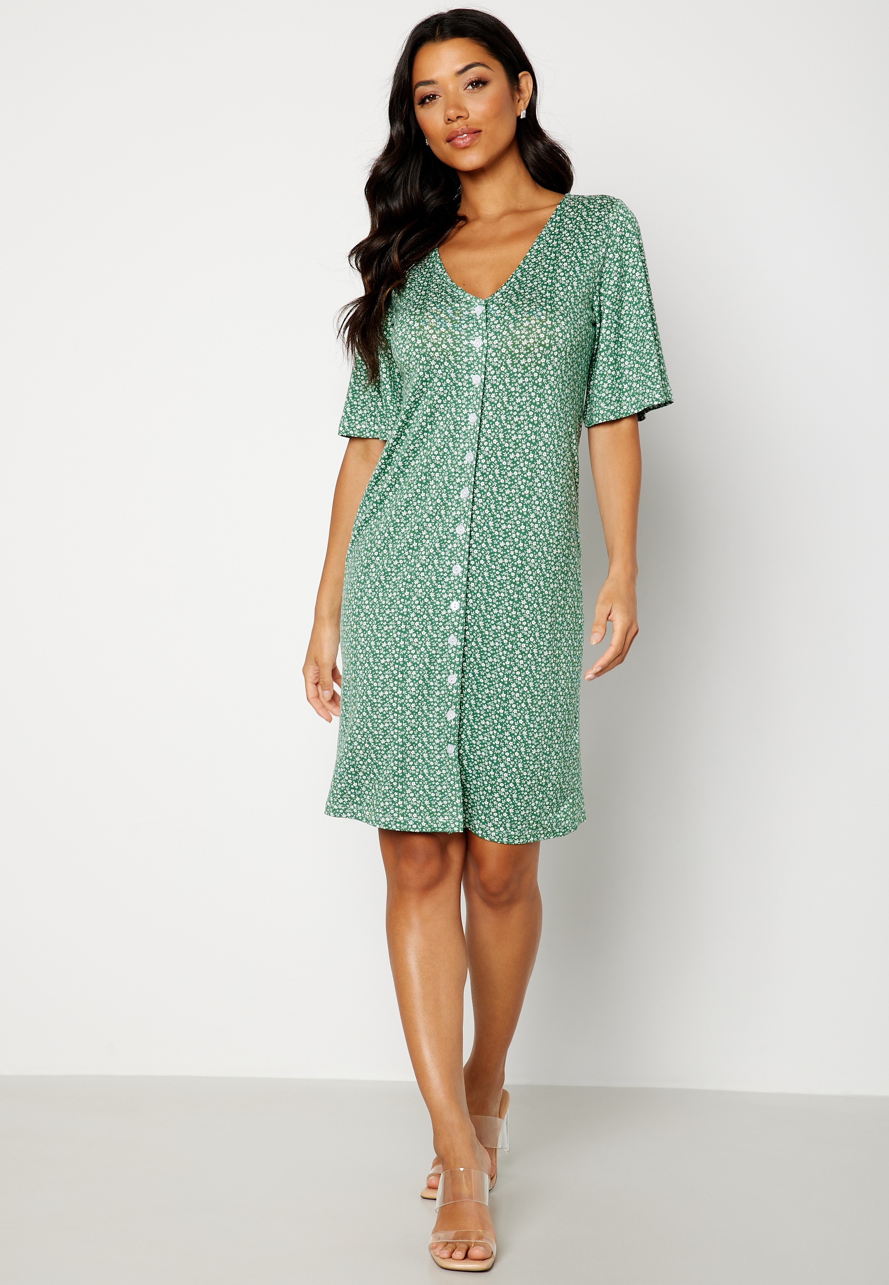 Malini button frill dress