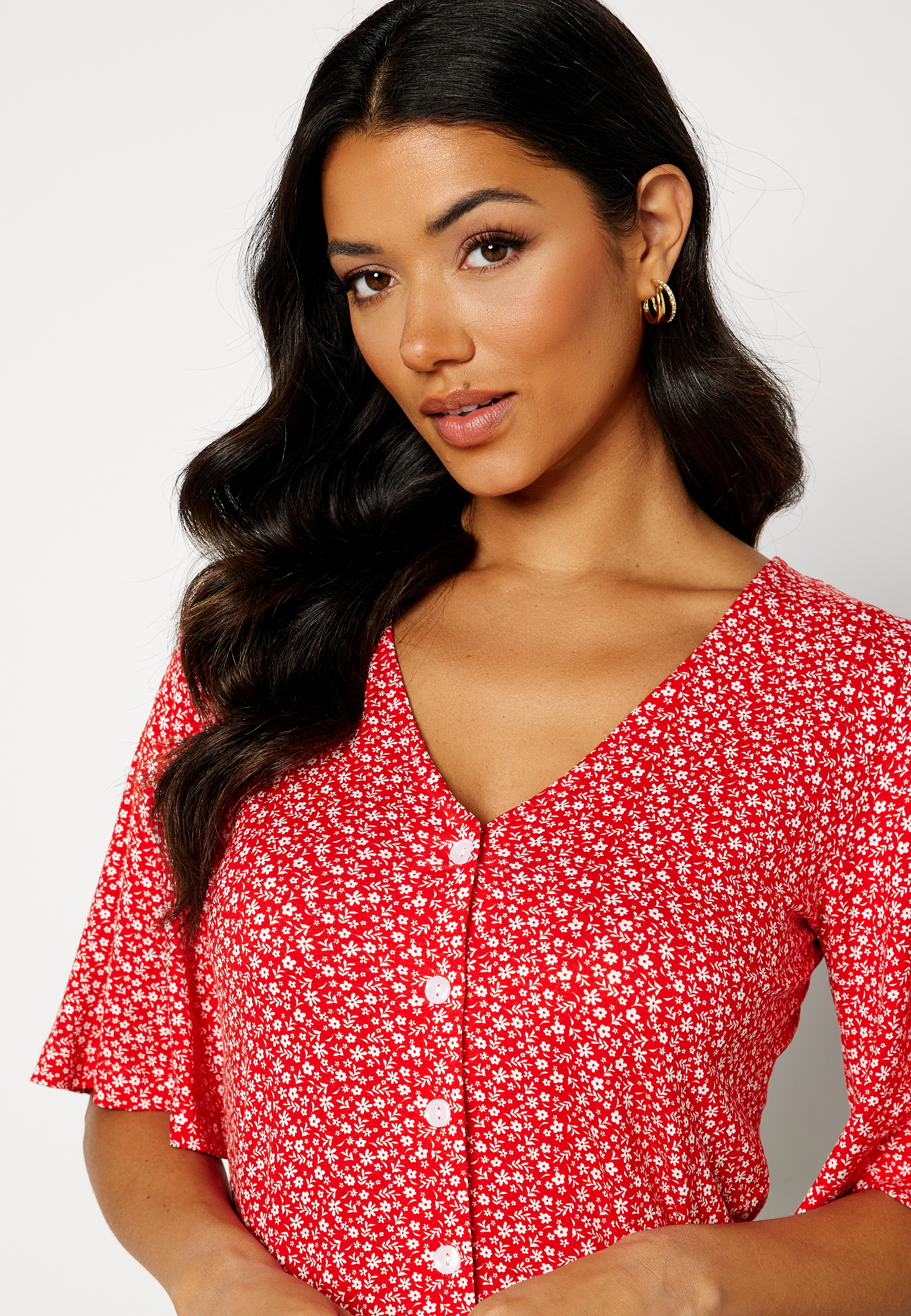 Malini button frill top 3
